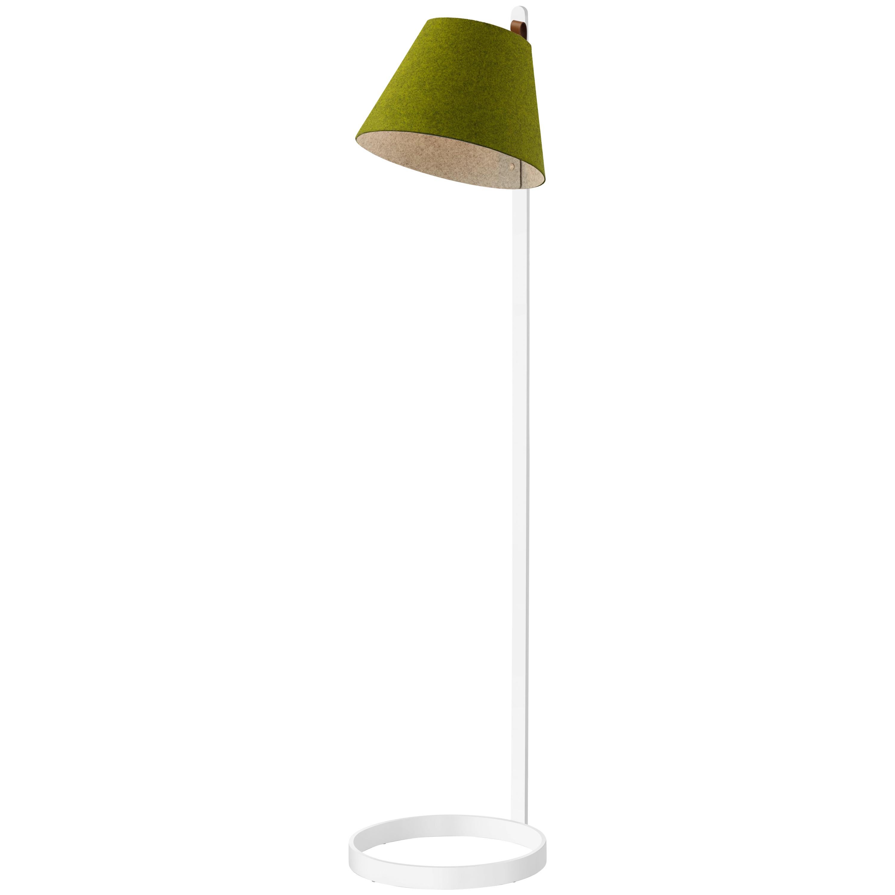 Lana Floor Lamp in Moss and Grey with White Base by Pablo Designs