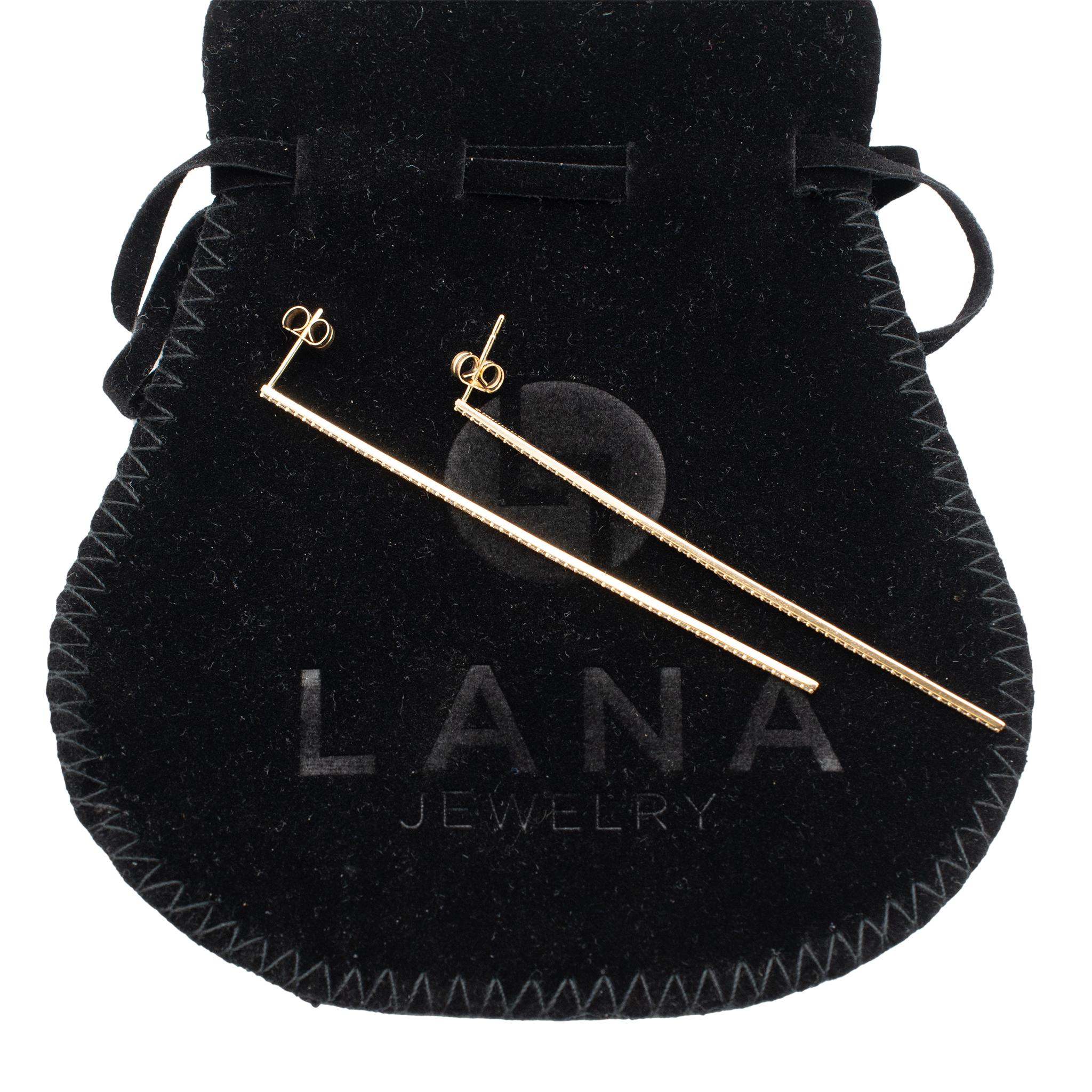 Women's Lana Jewelry Ladies 14K Yellow Gold Pave Diamond Stick Drop Earrings For Sale