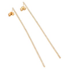 Lana Jewelry Ladies 14K Yellow Gold Pave Diamond Stick Drop Earrings