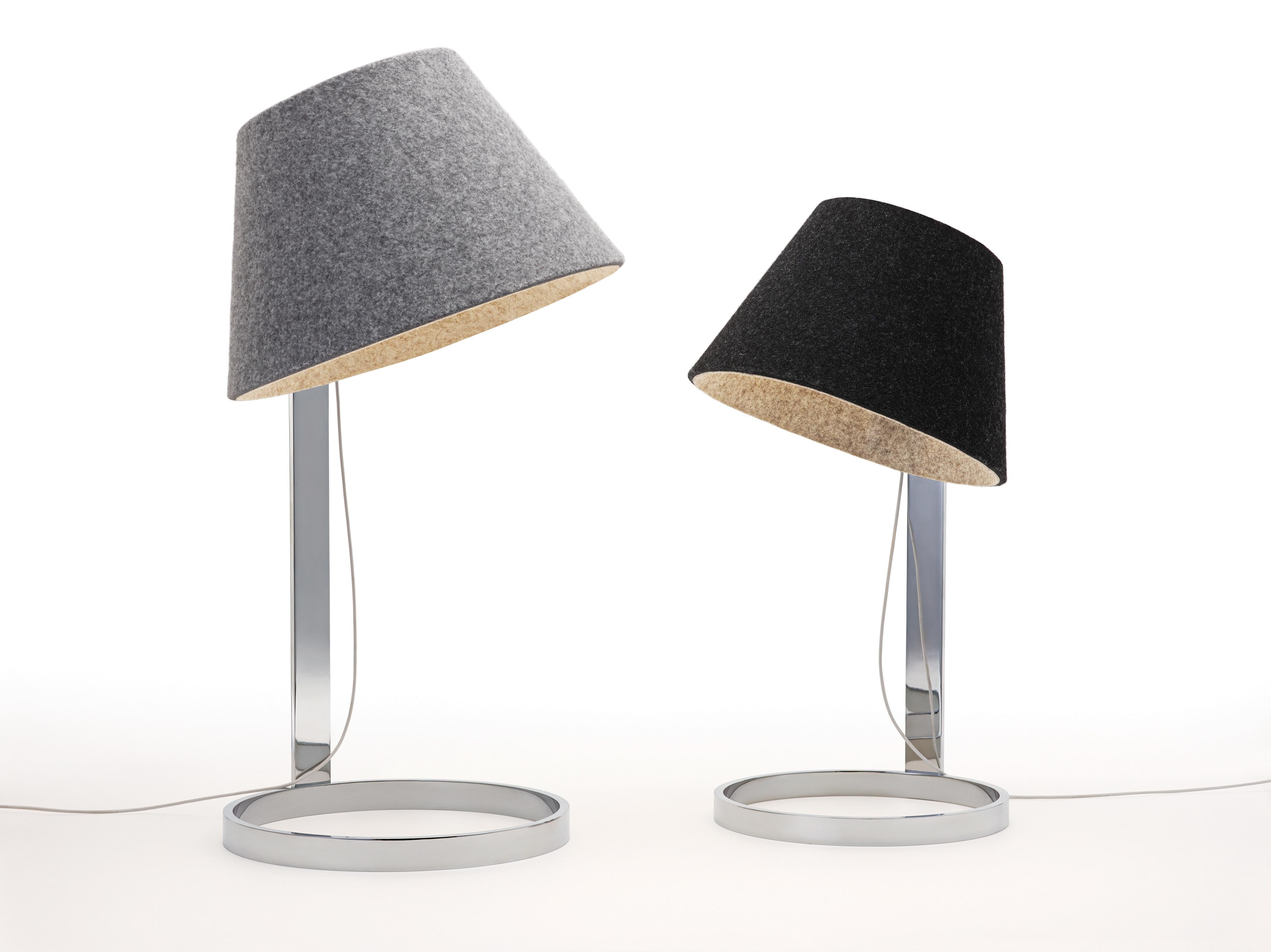 Lana Large Table Lamp in Charcoal and Grey with Chrome Base by Pablo Designs In New Condition In San Francisco, CA