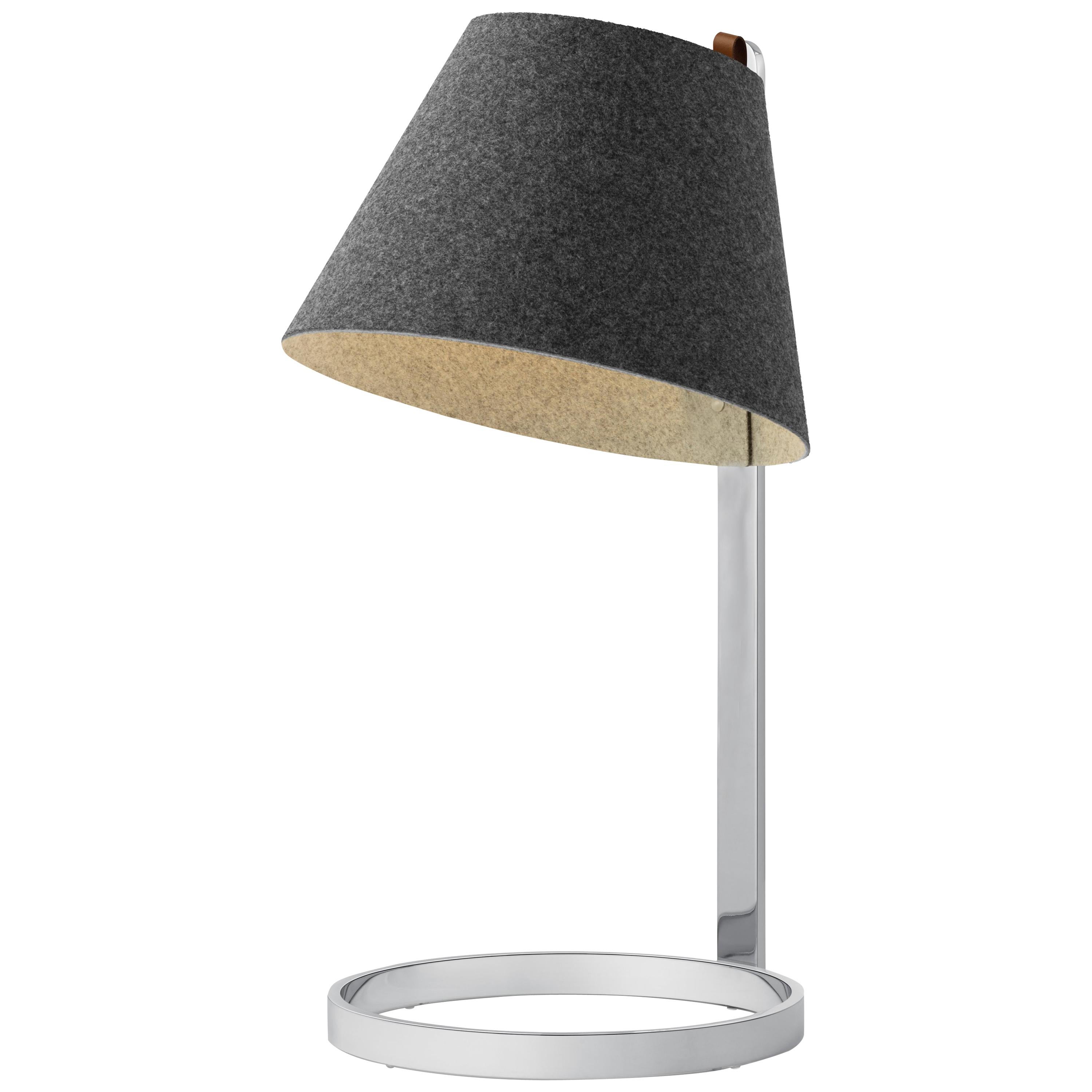 Lana Large Table Lamp in Charcoal and Grey with Chrome Base by Pablo Designs