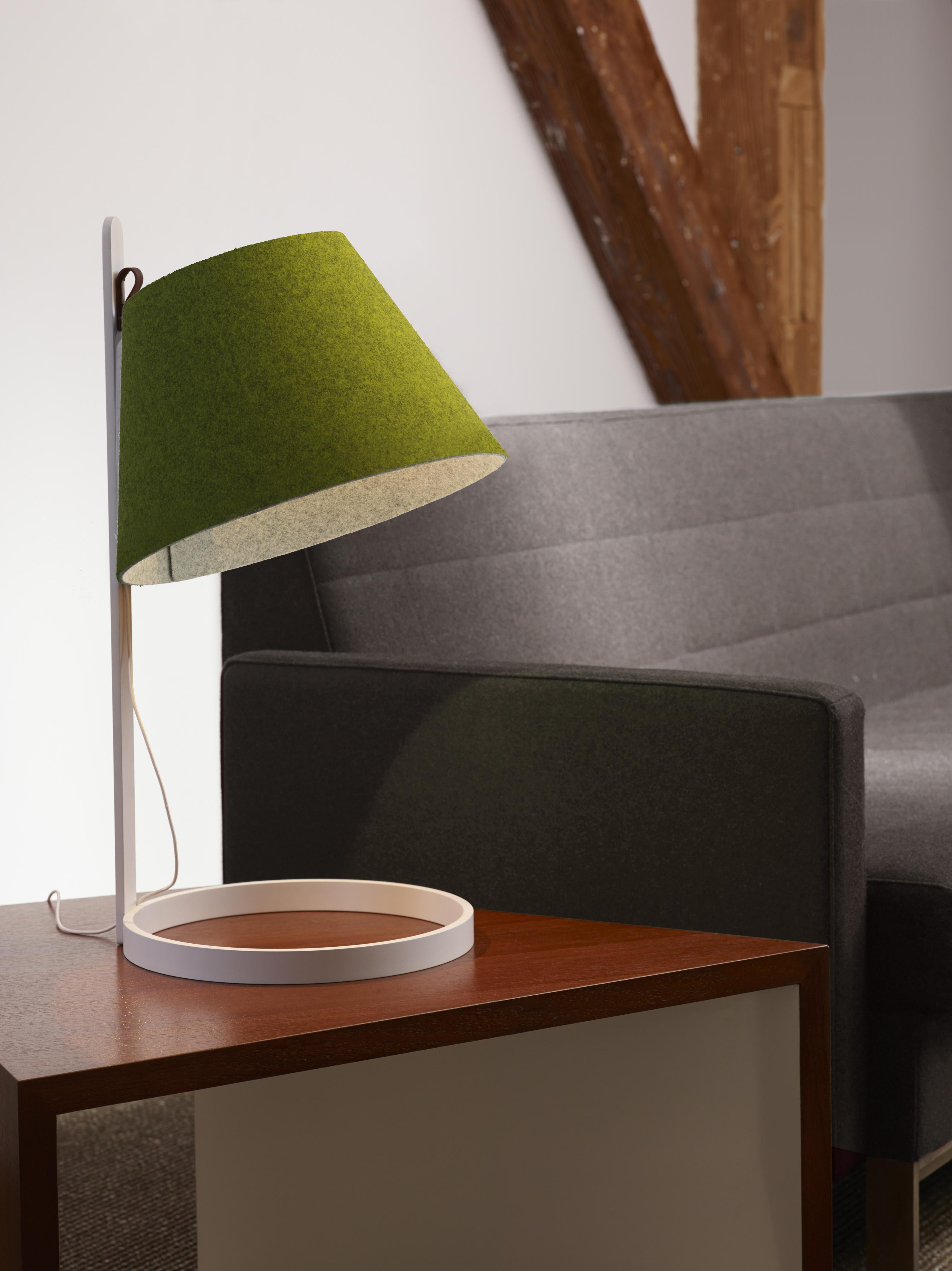 Modern Lana Large Table Lamp in Moss and Grey with White Base by Pablo Designs