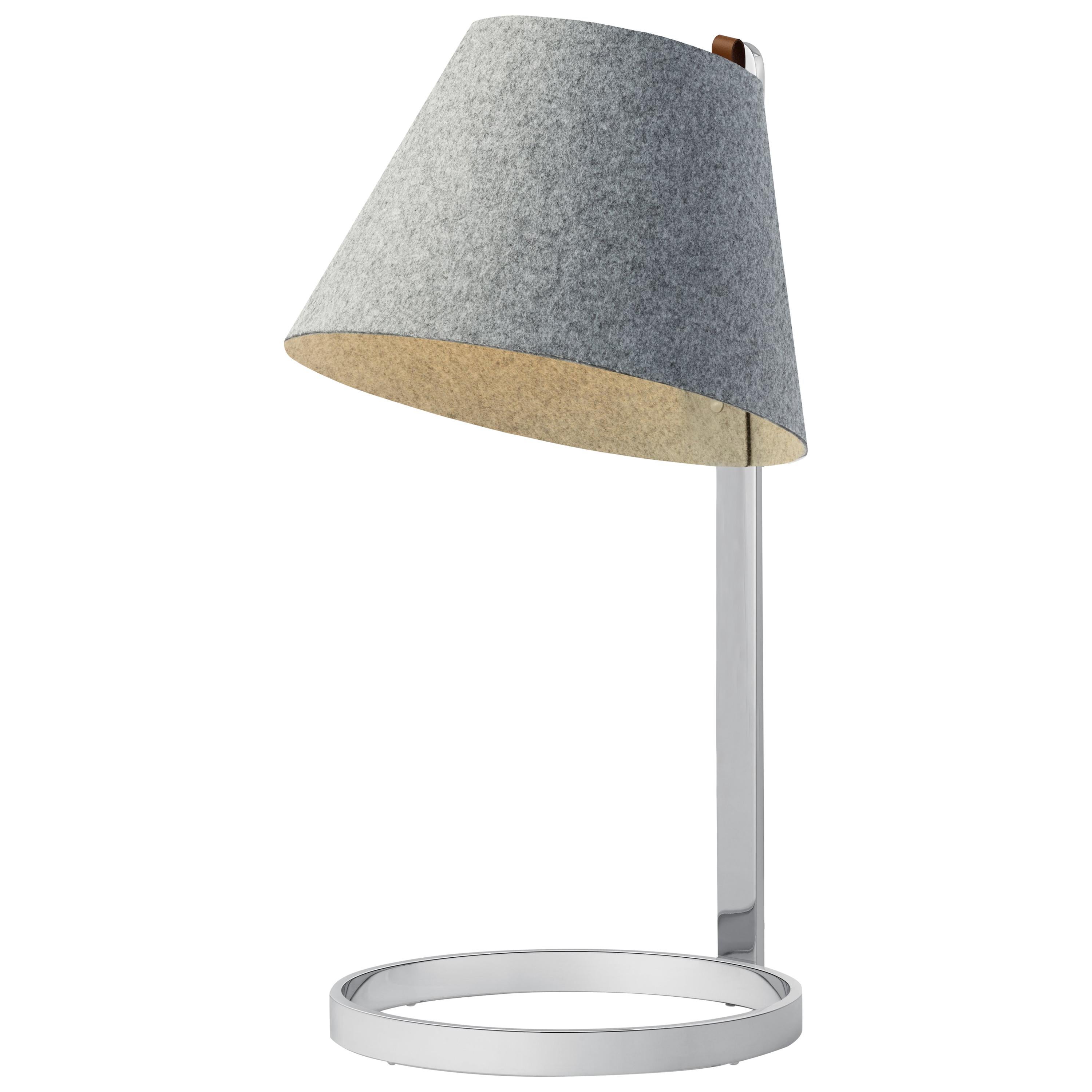 Lana Large Table Lamp in Stone and Grey with Chrome Base by Pablo Designs