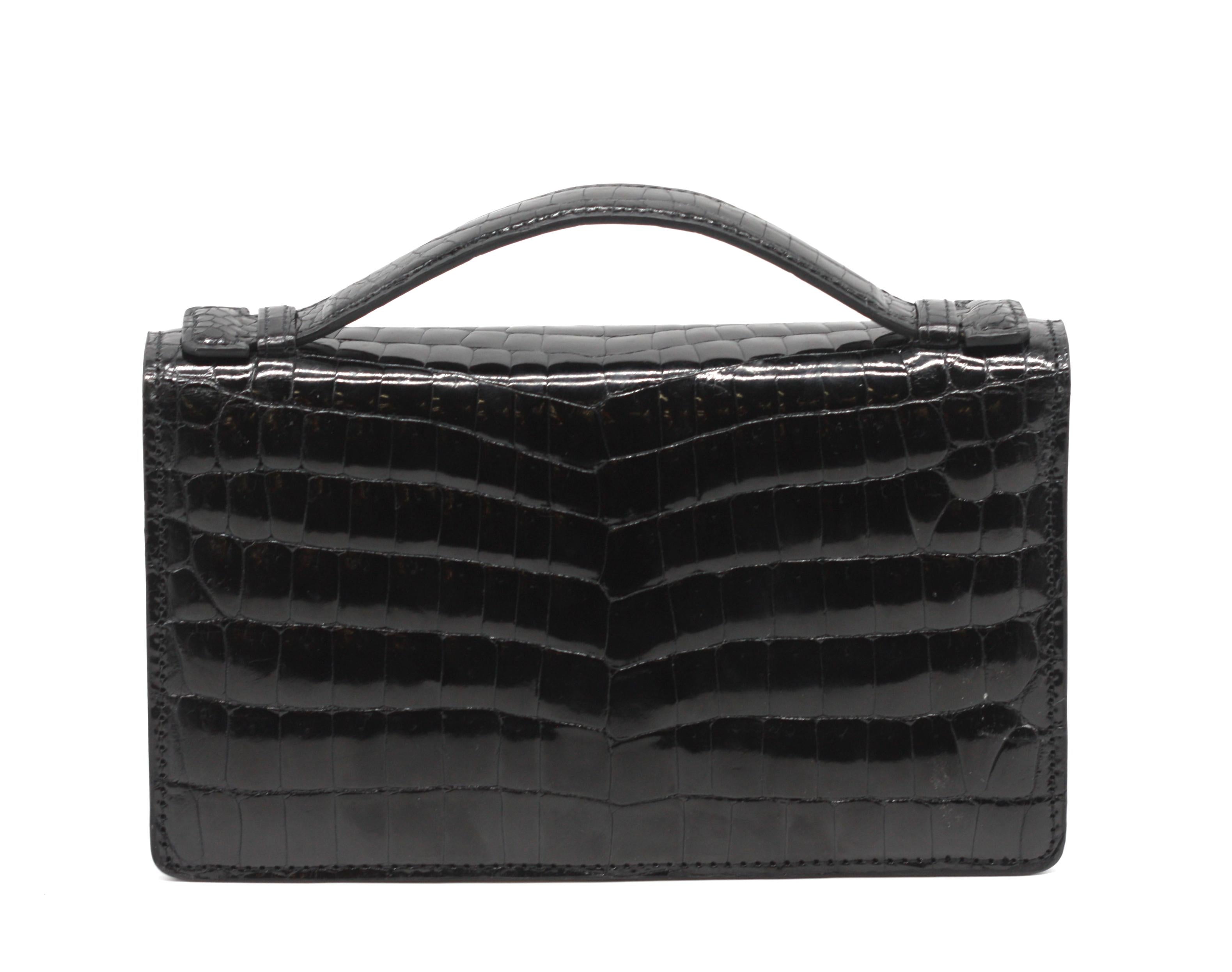 Nero Lana Marks - Pochette in alligatore nero in vendita