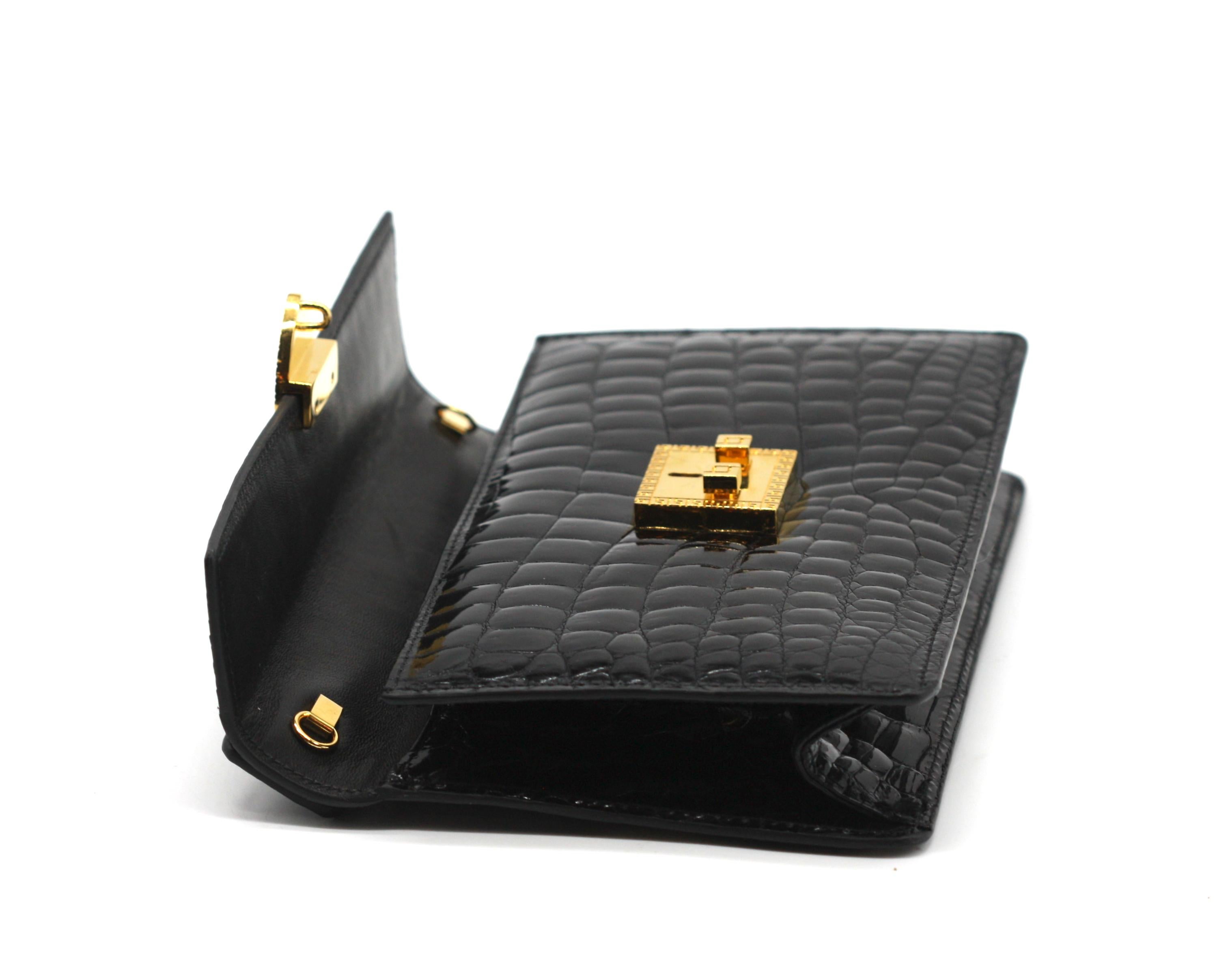 Lana Marks - Pochette in alligatore nero in vendita 2