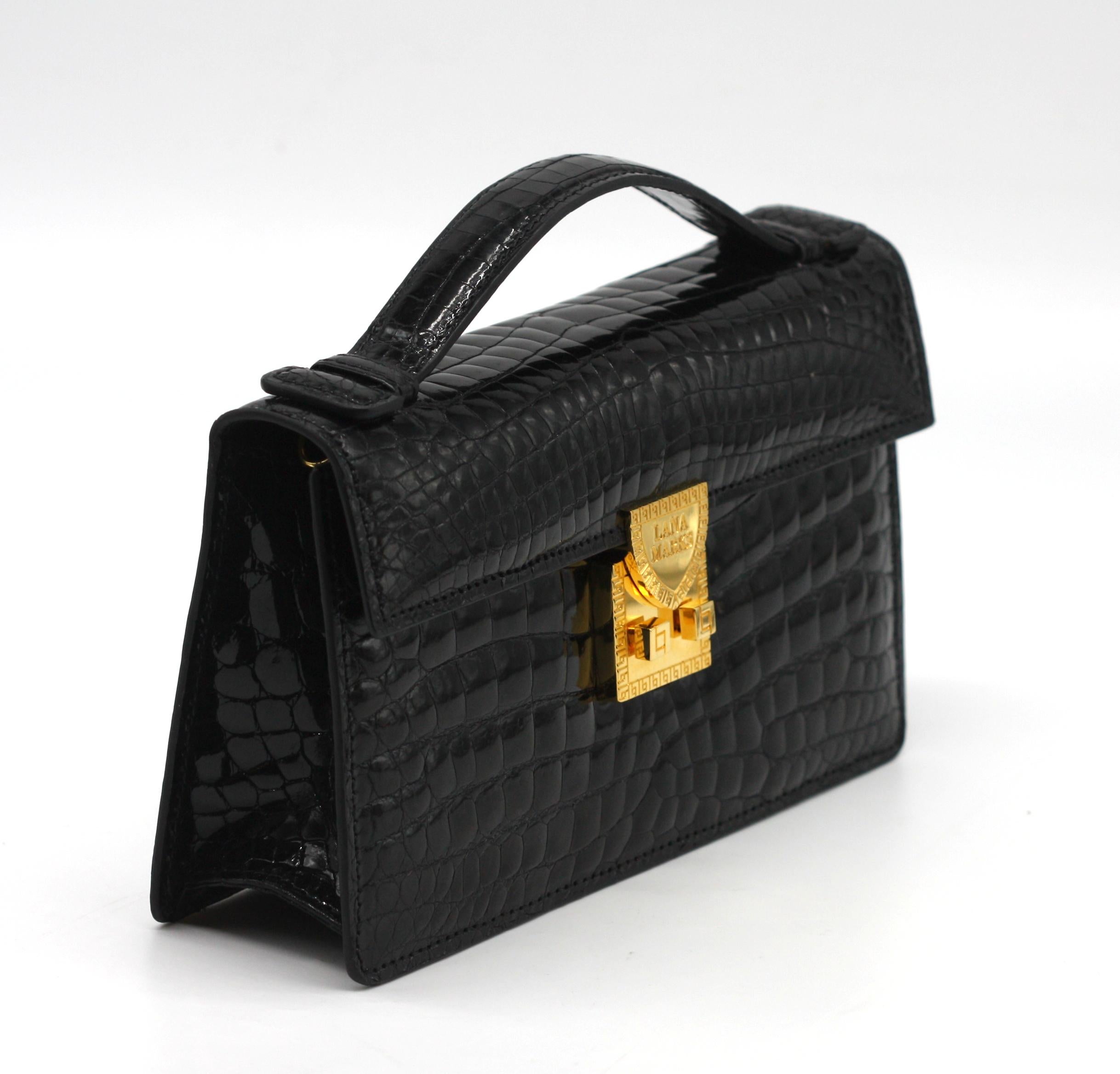 Lana Marks - Pochette in alligatore nero in vendita 3
