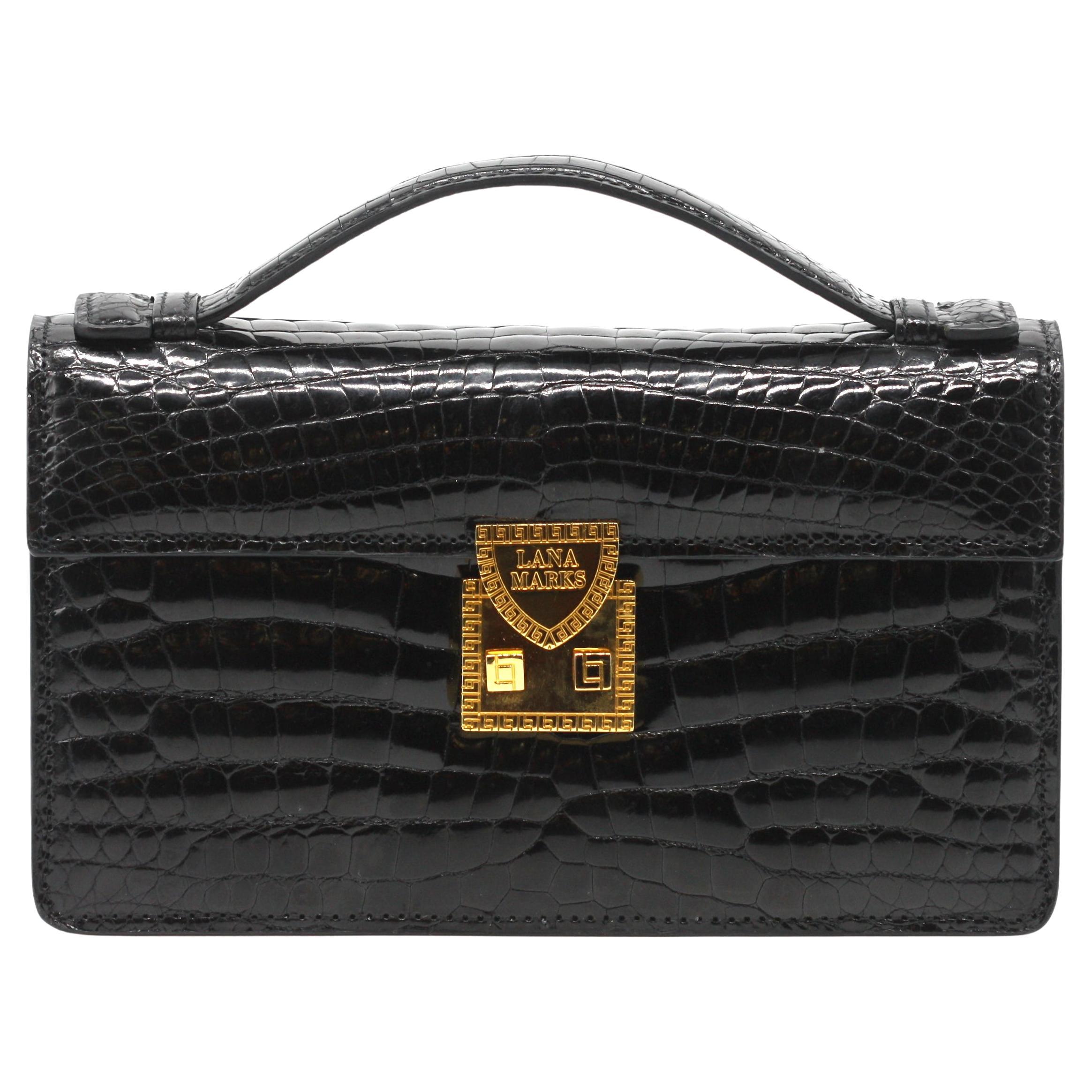 Lana Marks - Pochette in alligatore nero in vendita