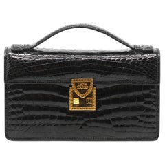 Lana Marks Black Alligator Clutch