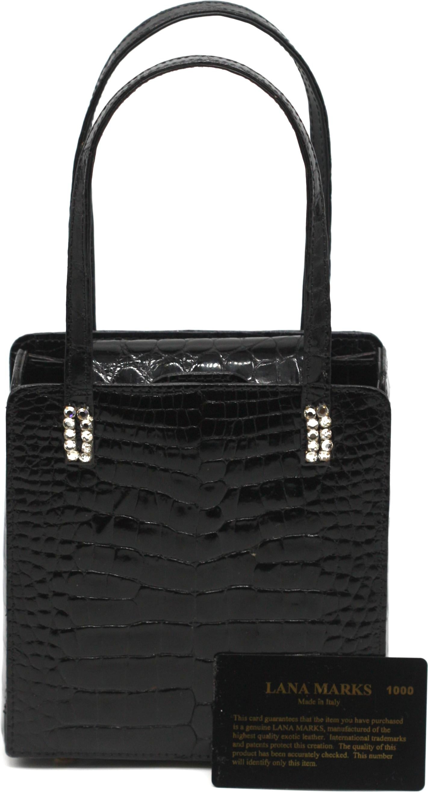Nero Lana Marks Black Alligator Dress Purse in vendita