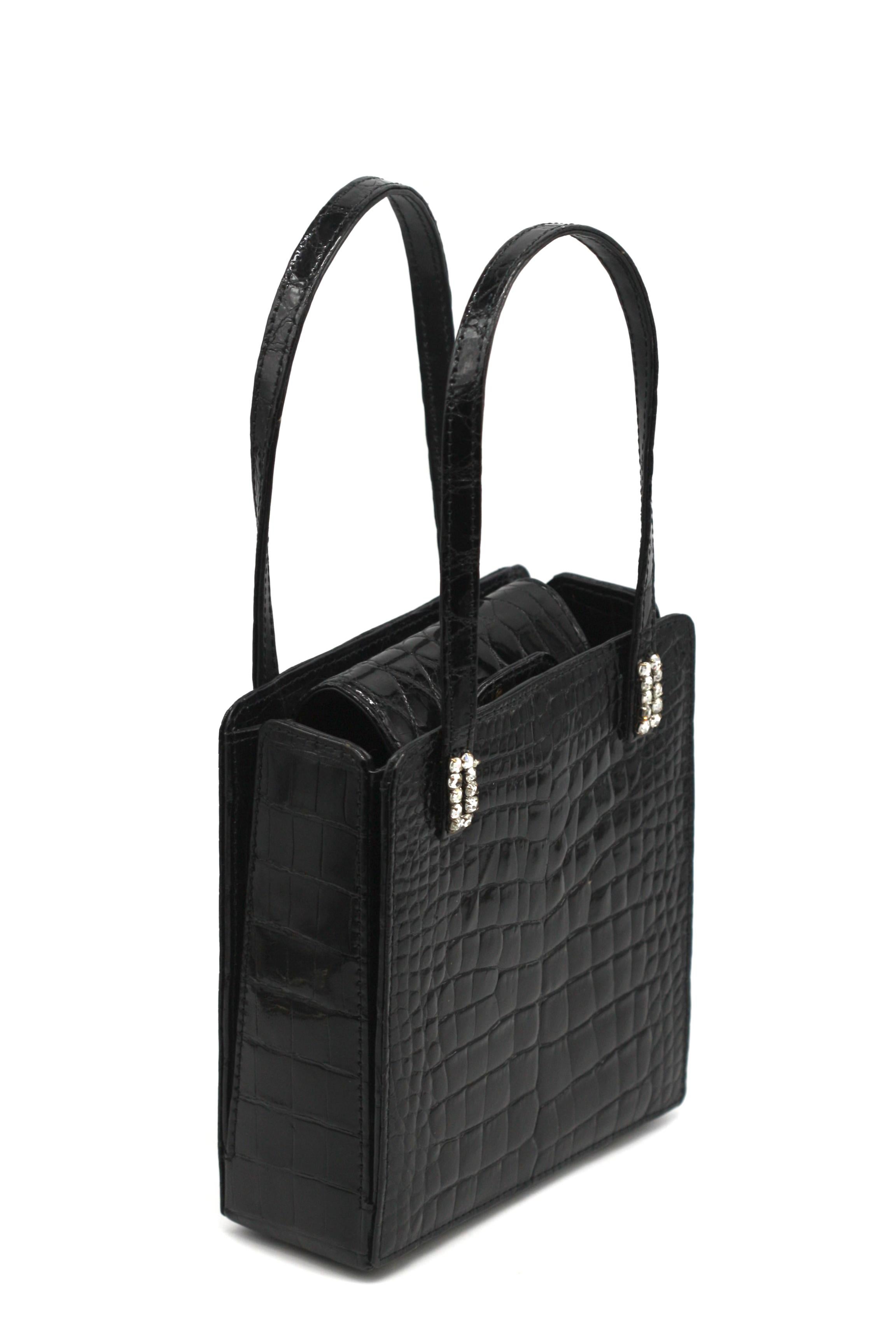 da uomo o donna Lana Marks Black Alligator Dress Purse in vendita