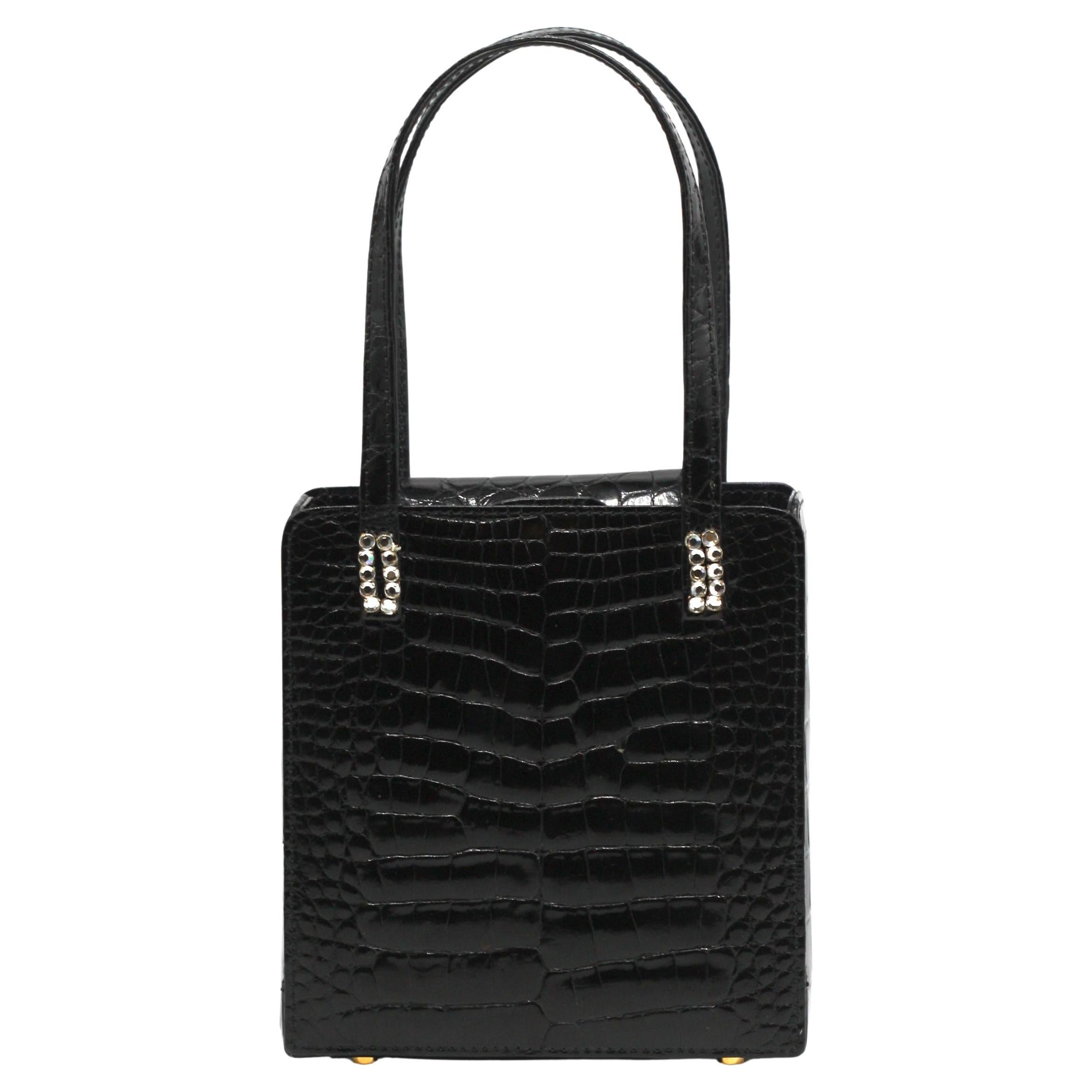 Lana Marks Black Alligator Dress Purse in vendita