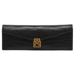 Lana Marks Schwarze Alligator-Kuvert-Clutch