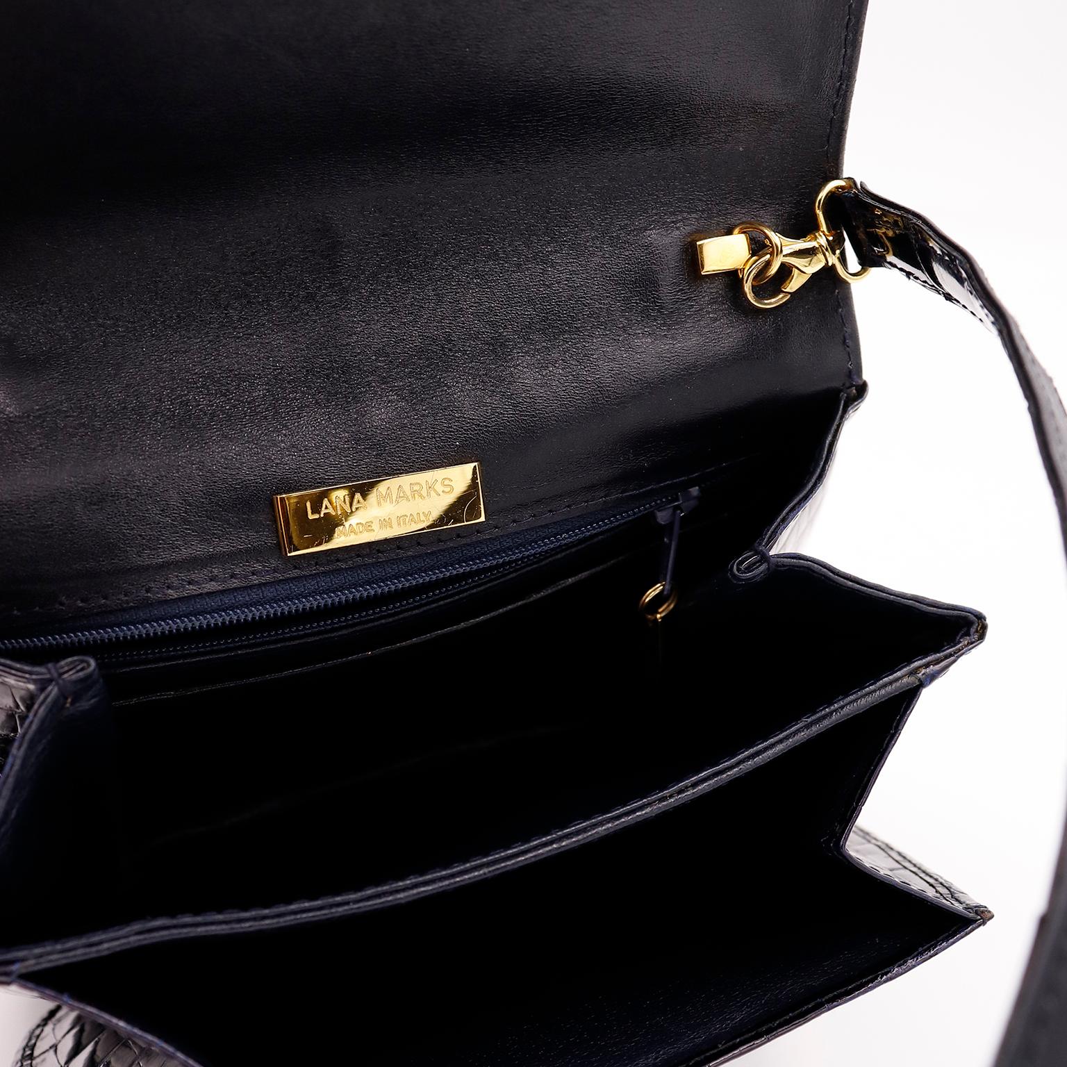 Women's Lana Marks Black Alligator Shoulder Bag