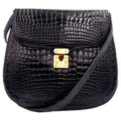Lana Marks Black Alligator Shoulder Bag