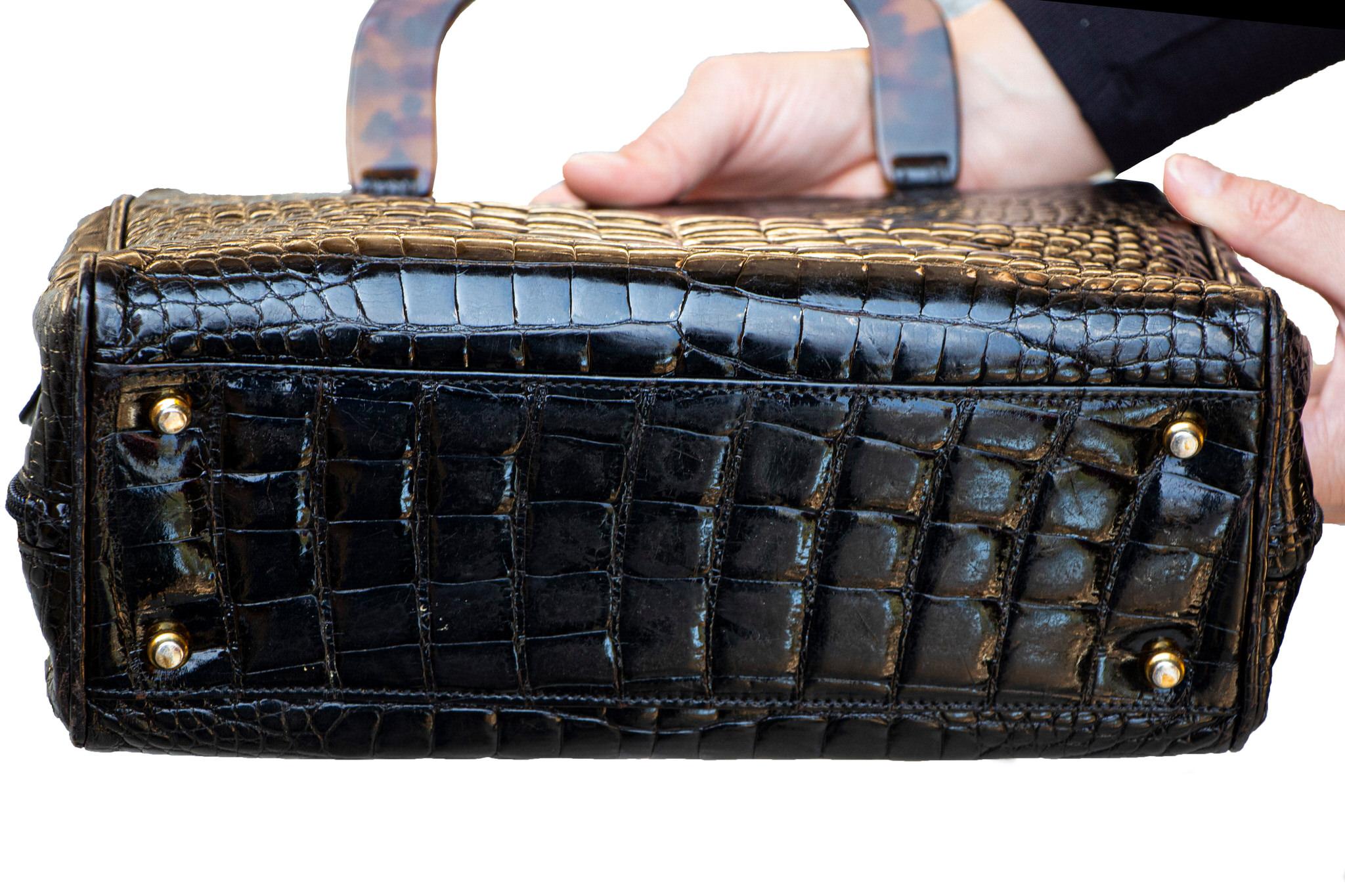 Lana Marks Sac à main en crocodile noir Unisexe en vente
