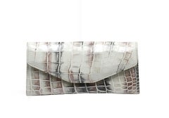 Lana Marks Schwarze, malvenfarbene und weiße Alligator-Clutch