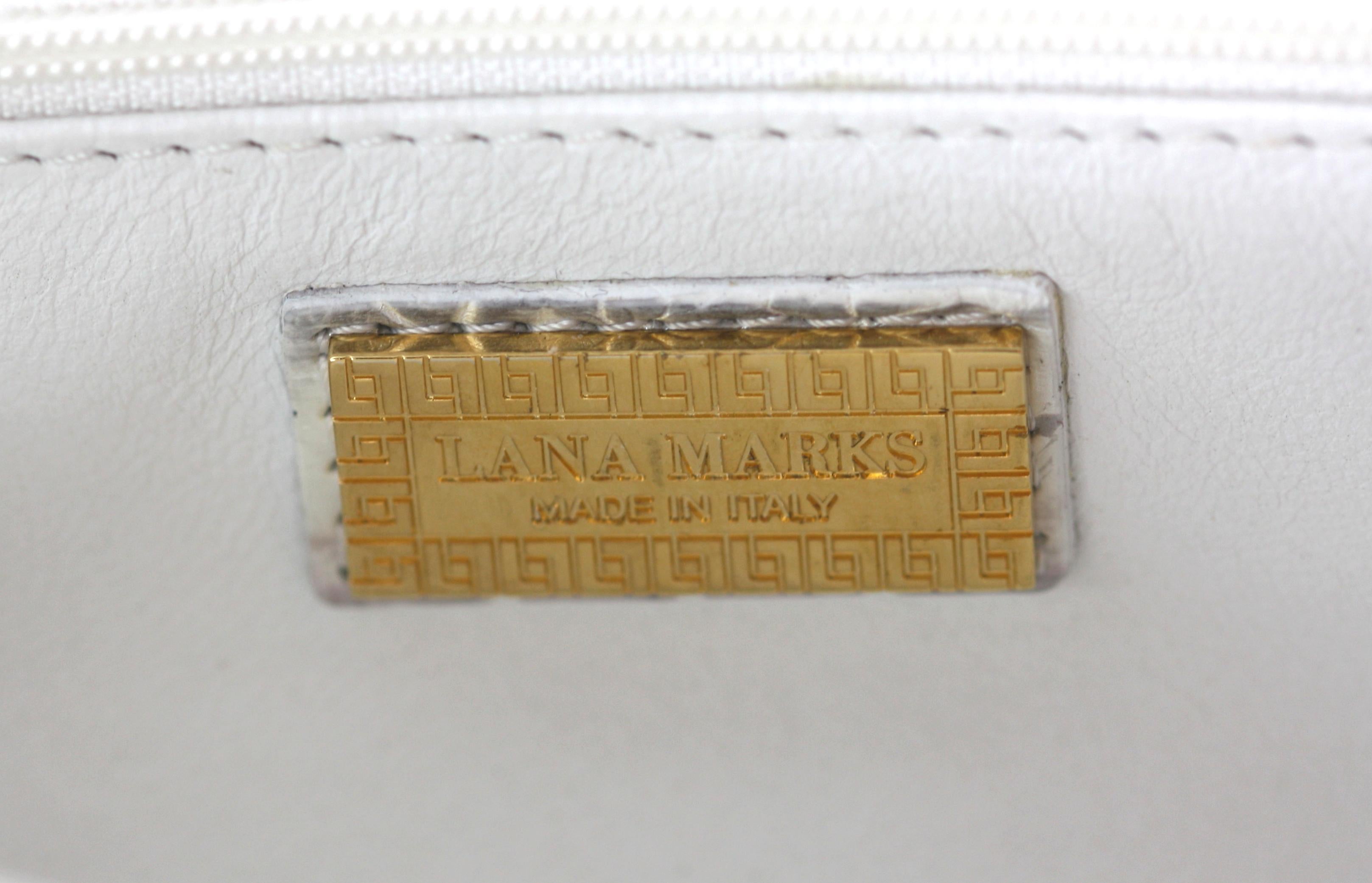 Lana Marks Schwarze, malvenfarbene und weiße Alligator-Clutch im Angebot 1