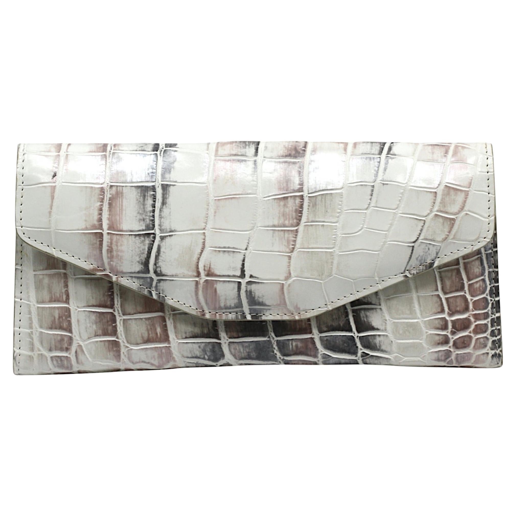 Lana Marks Schwarze, malvenfarbene und weiße Alligator-Clutch im Angebot