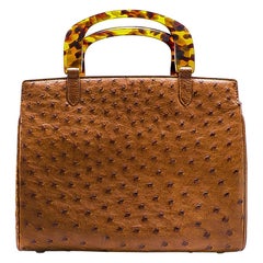 Lana Marks Brown Ostrich Handbag