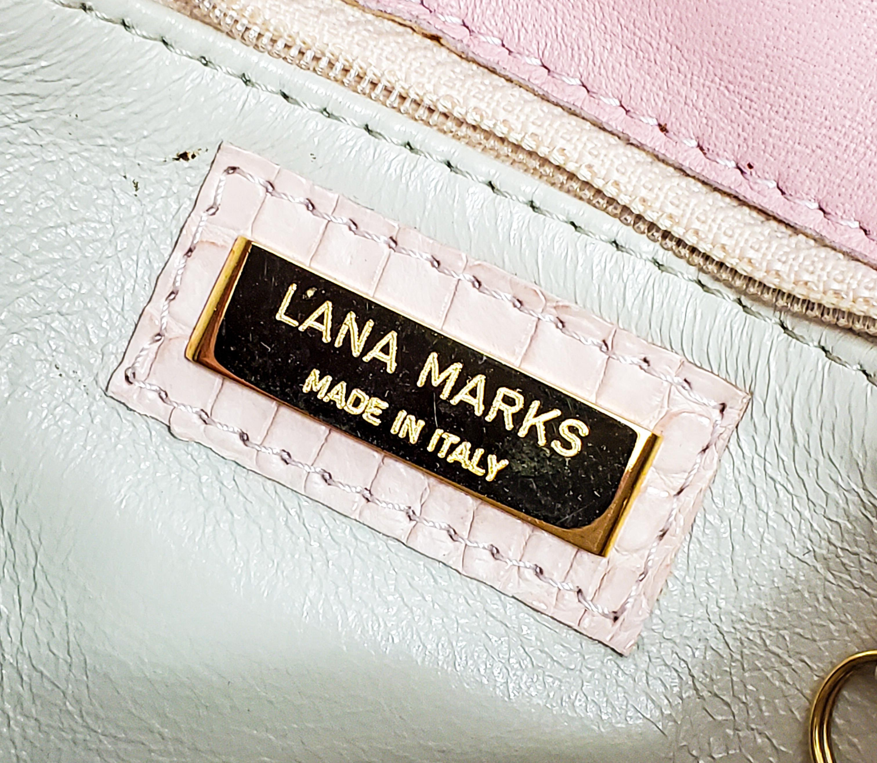 Beige Lana Marks Crocodile Blush Pink Clutch or Crossbody Handbag For Sale