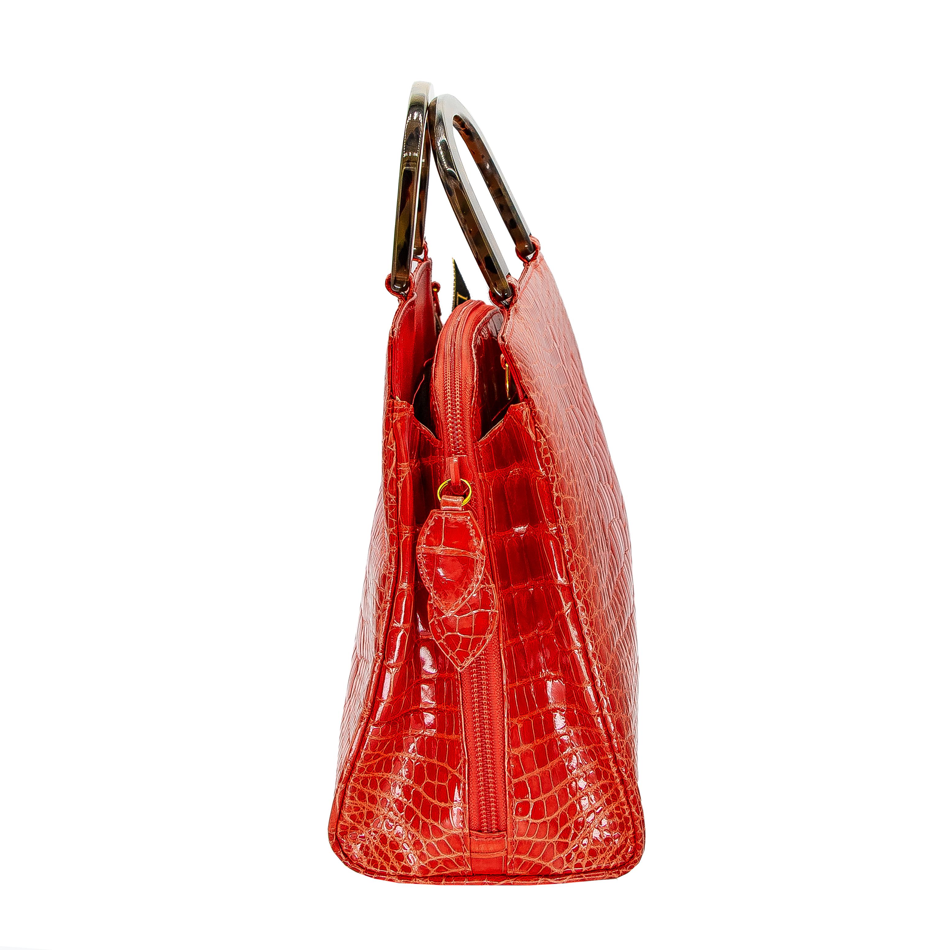 Lana Marks Fire Engine Red Alligator Handbag 2