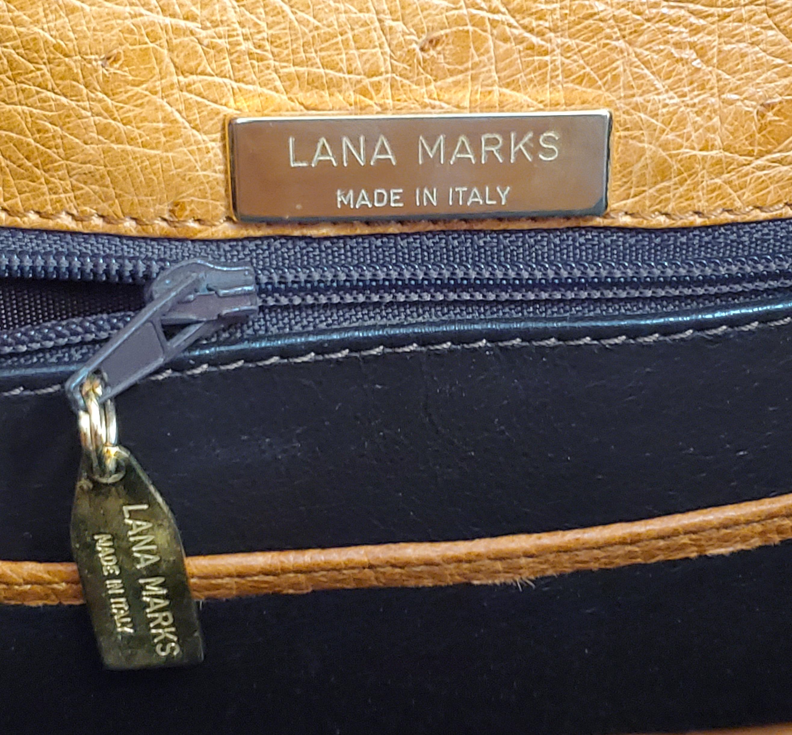 Lana Marks Honey Ostrich Convertible Top Handle Shoulder Bag For Sale 1