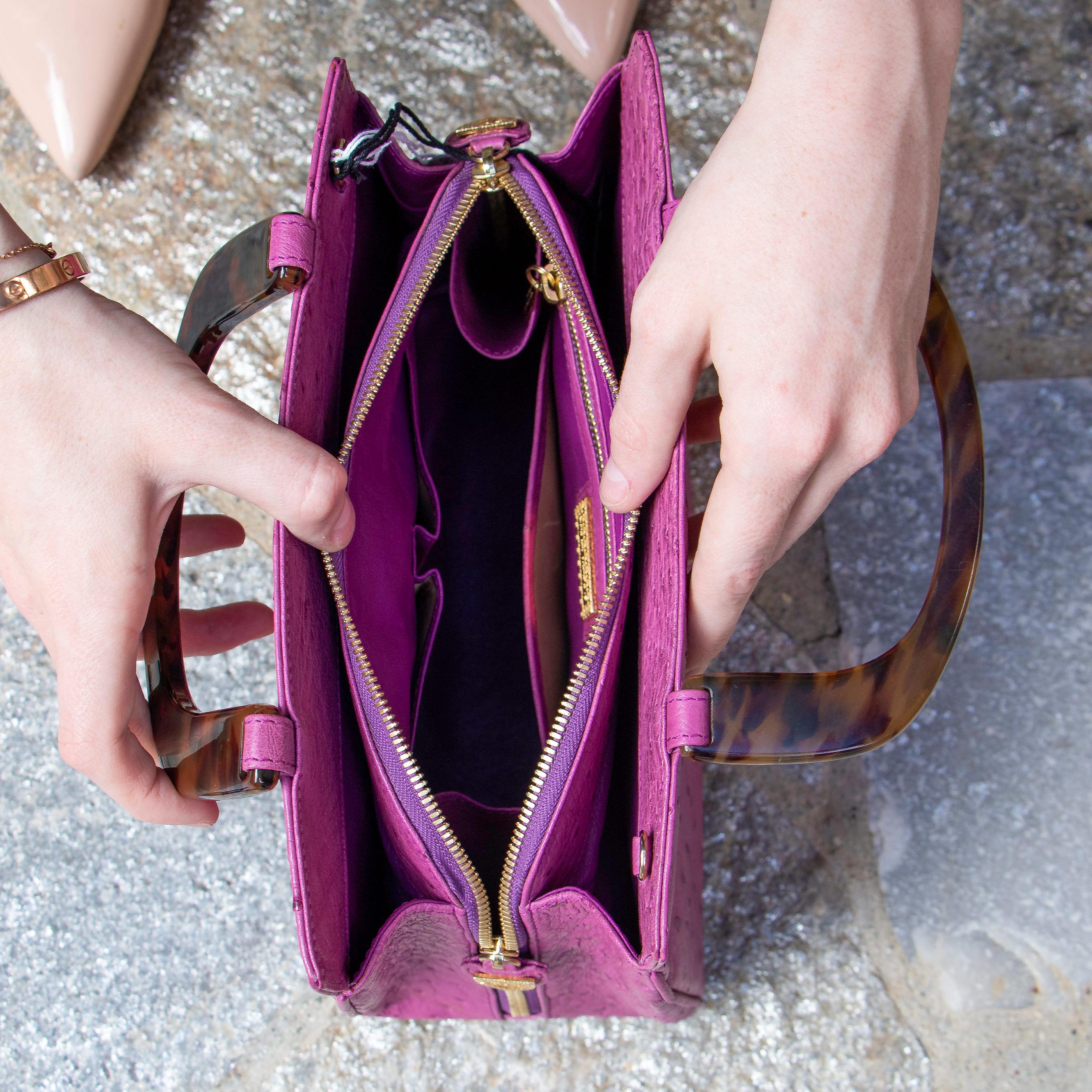 Lana Marks Lavender Pink Ostrich Handbag 3