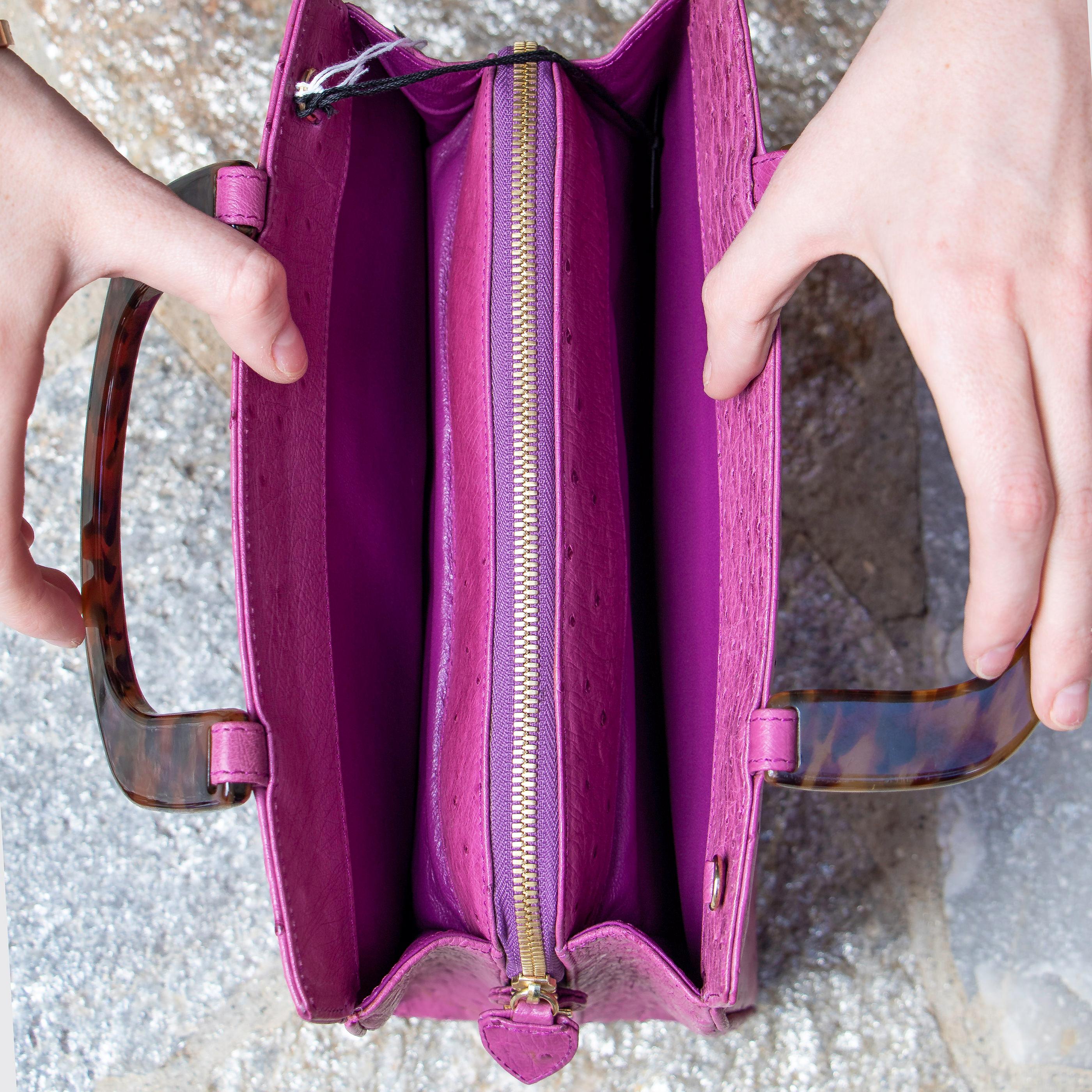 Lana Marks Lavender Pink Ostrich Handbag 4