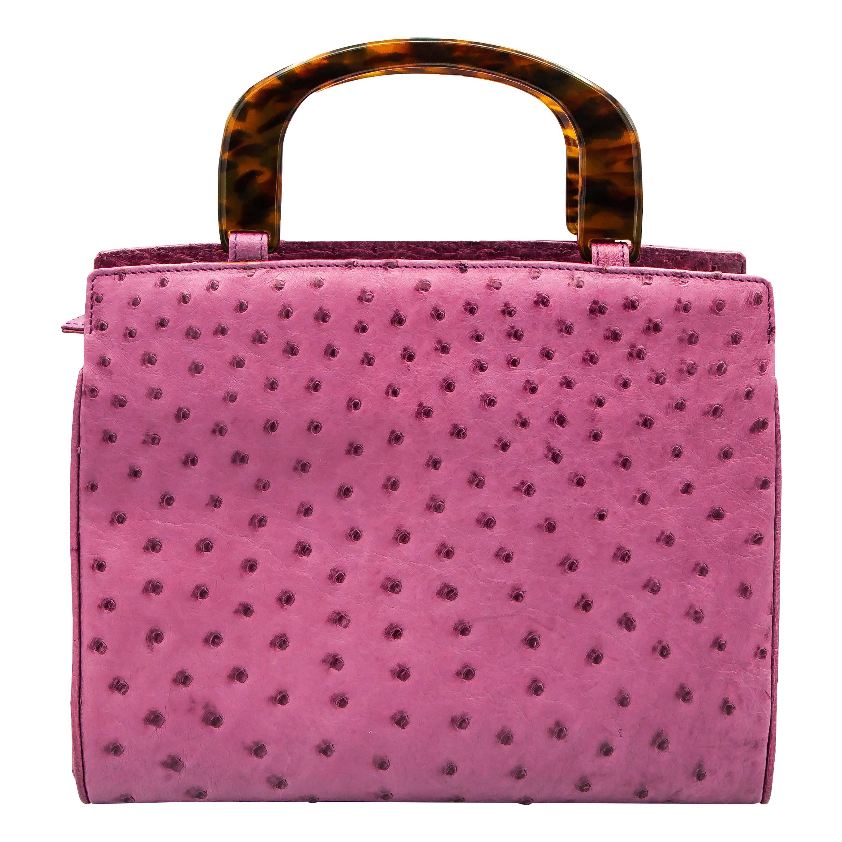 Lana Marks Lavender Pink Ostrich Handbag