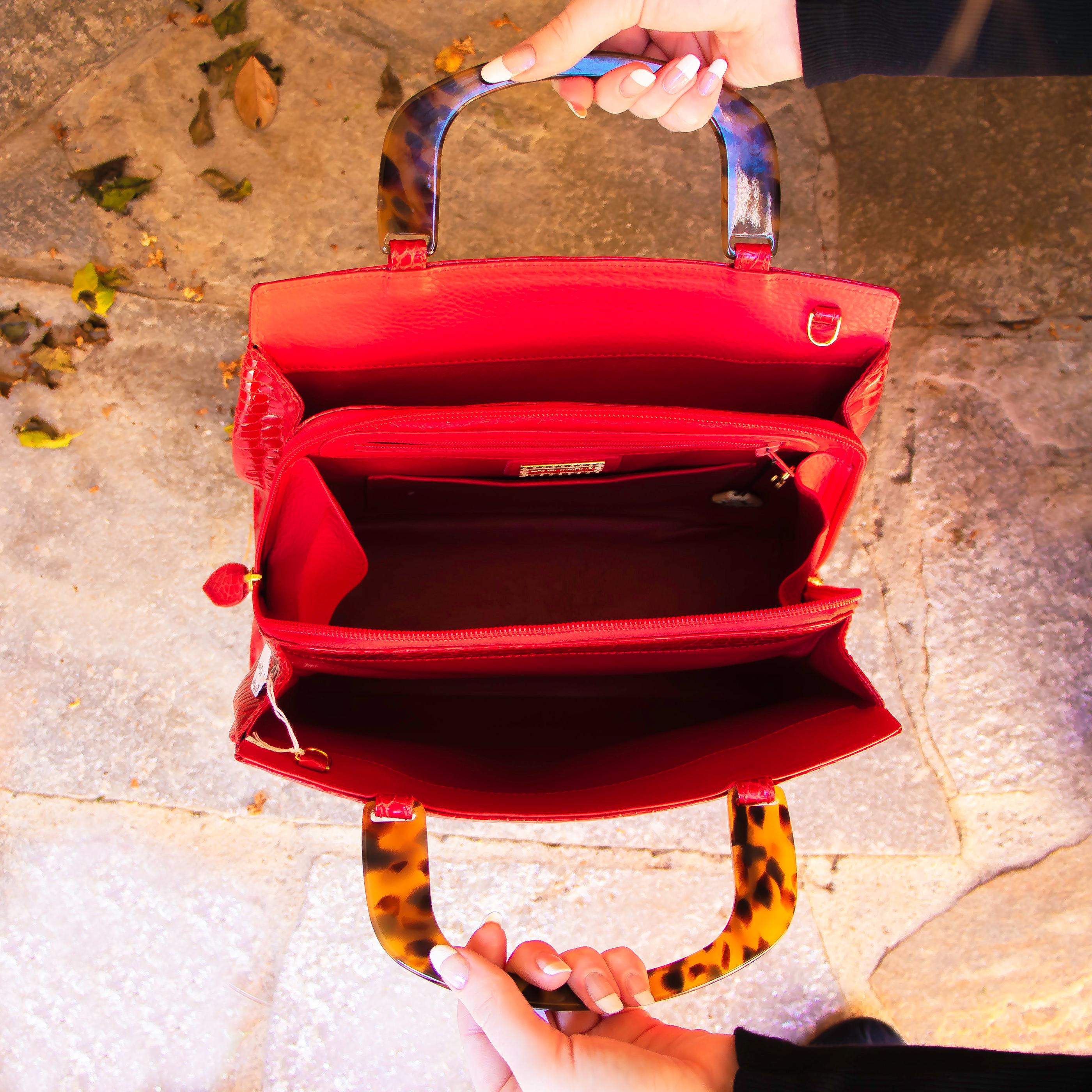 Women's or Men's Lana Marks Lipstick Red Alligator Handbag