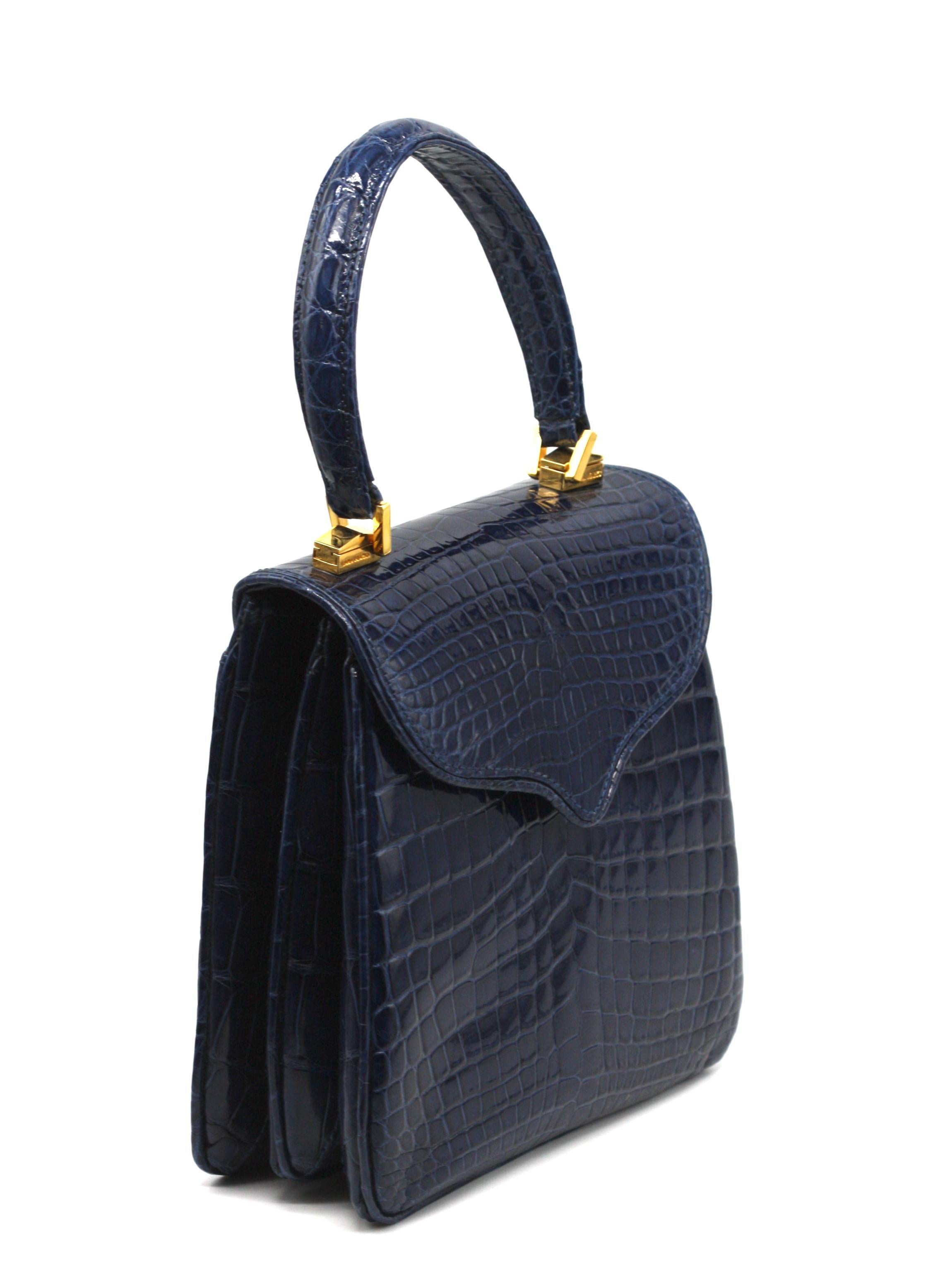 Lana Marks - Borsa in alligatore blu scuro 