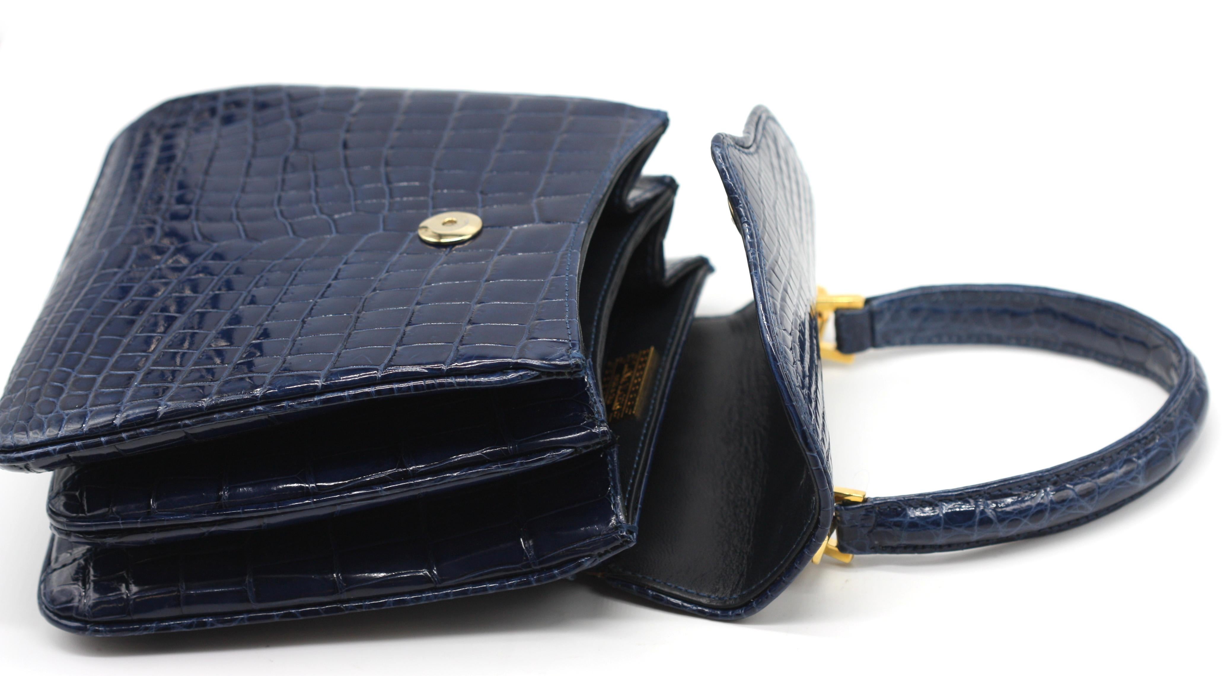 da uomo o donna Lana Marks - Borsa in alligatore blu scuro 