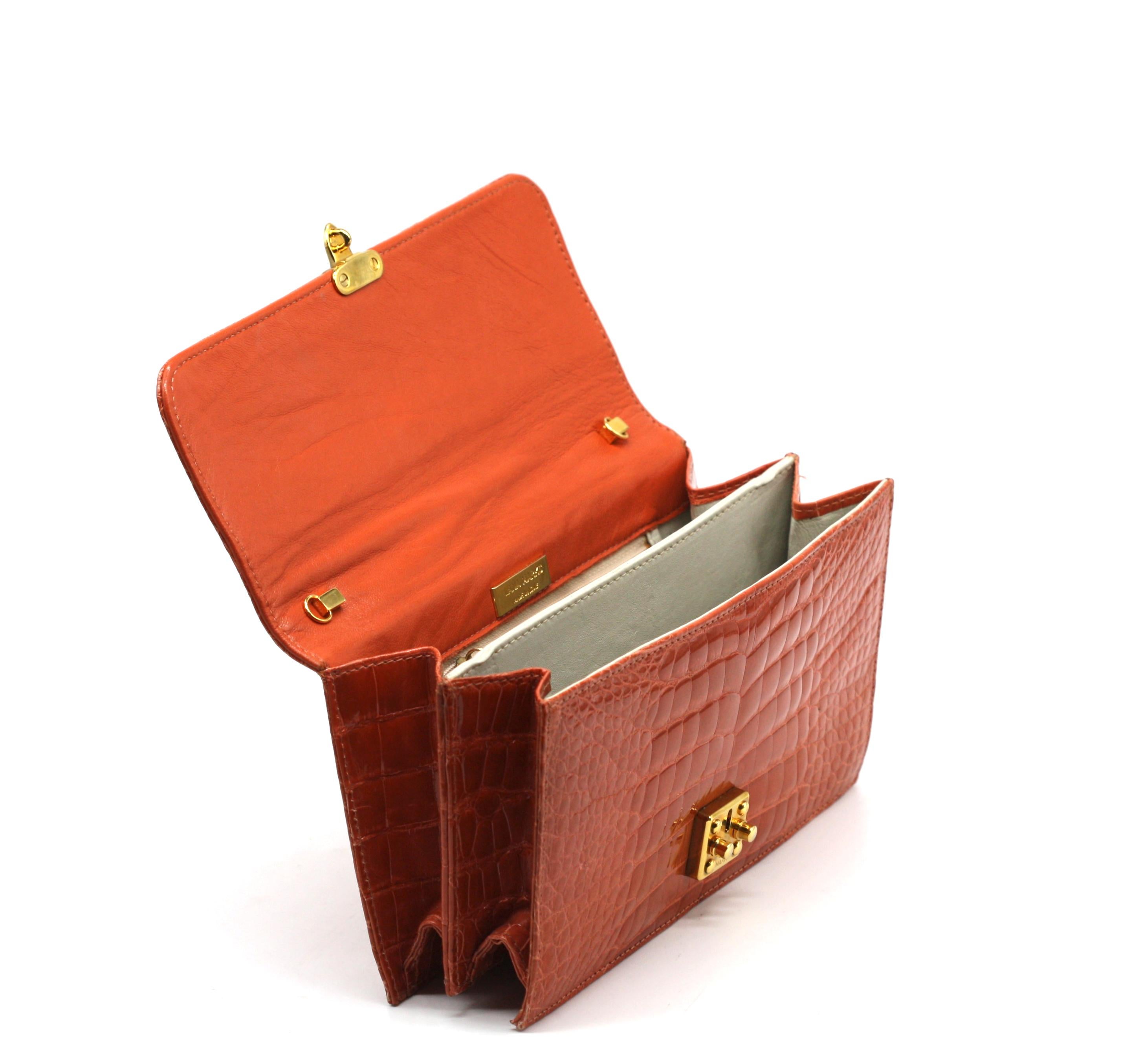 Women's or Men's Lana Marks Orange Alligator Clutch For Sale