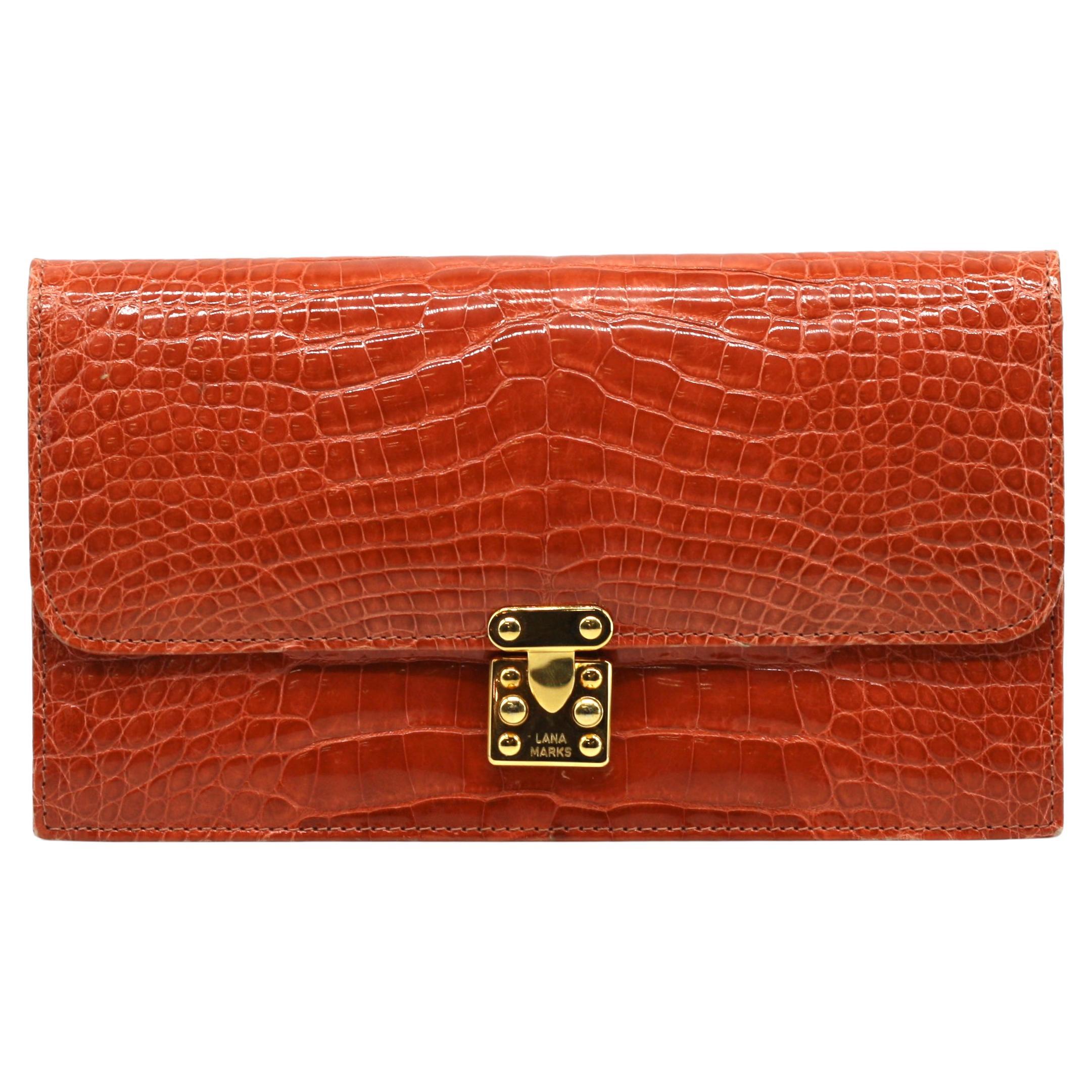 Lana Marks - Pochette in alligatore arancione