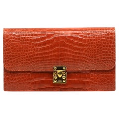 Lana Marks Orange Alligator Clutch