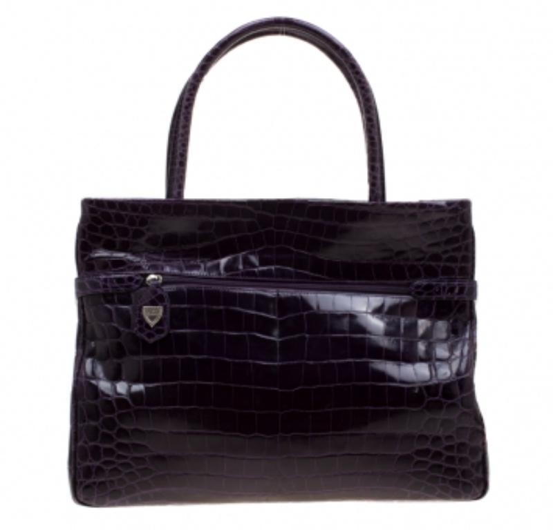 De las mujeres Lana Marks Tote Positano Cocodrilo Morado en venta