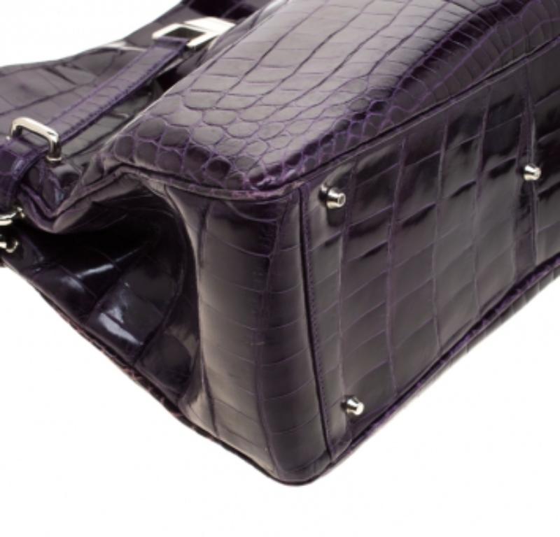 Lana Marks Tote Positano Cocodrilo Morado en venta 4
