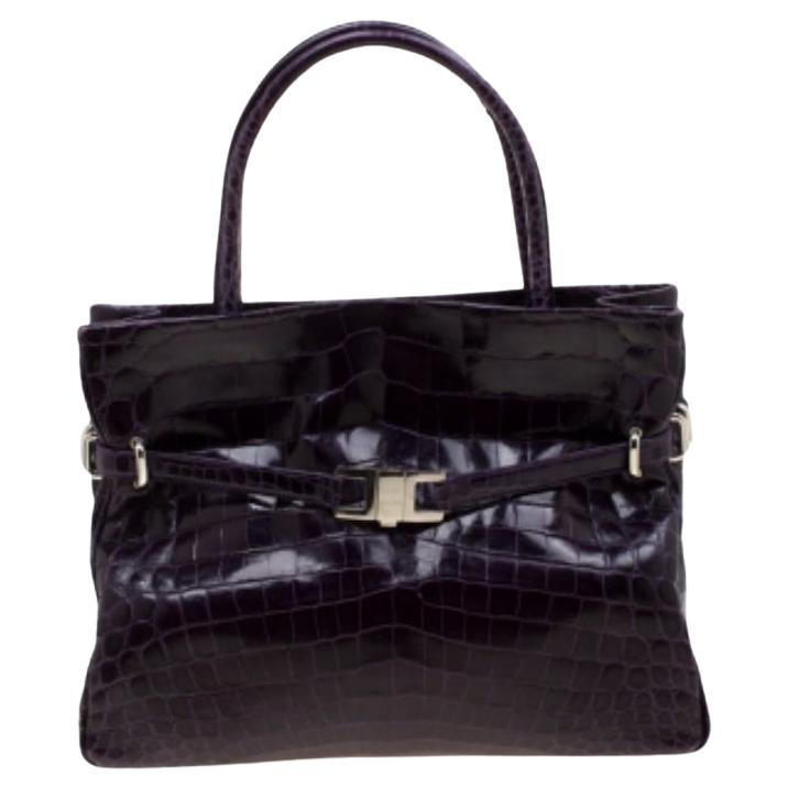 Lana Marks Tote Positano Cocodrilo Morado en venta