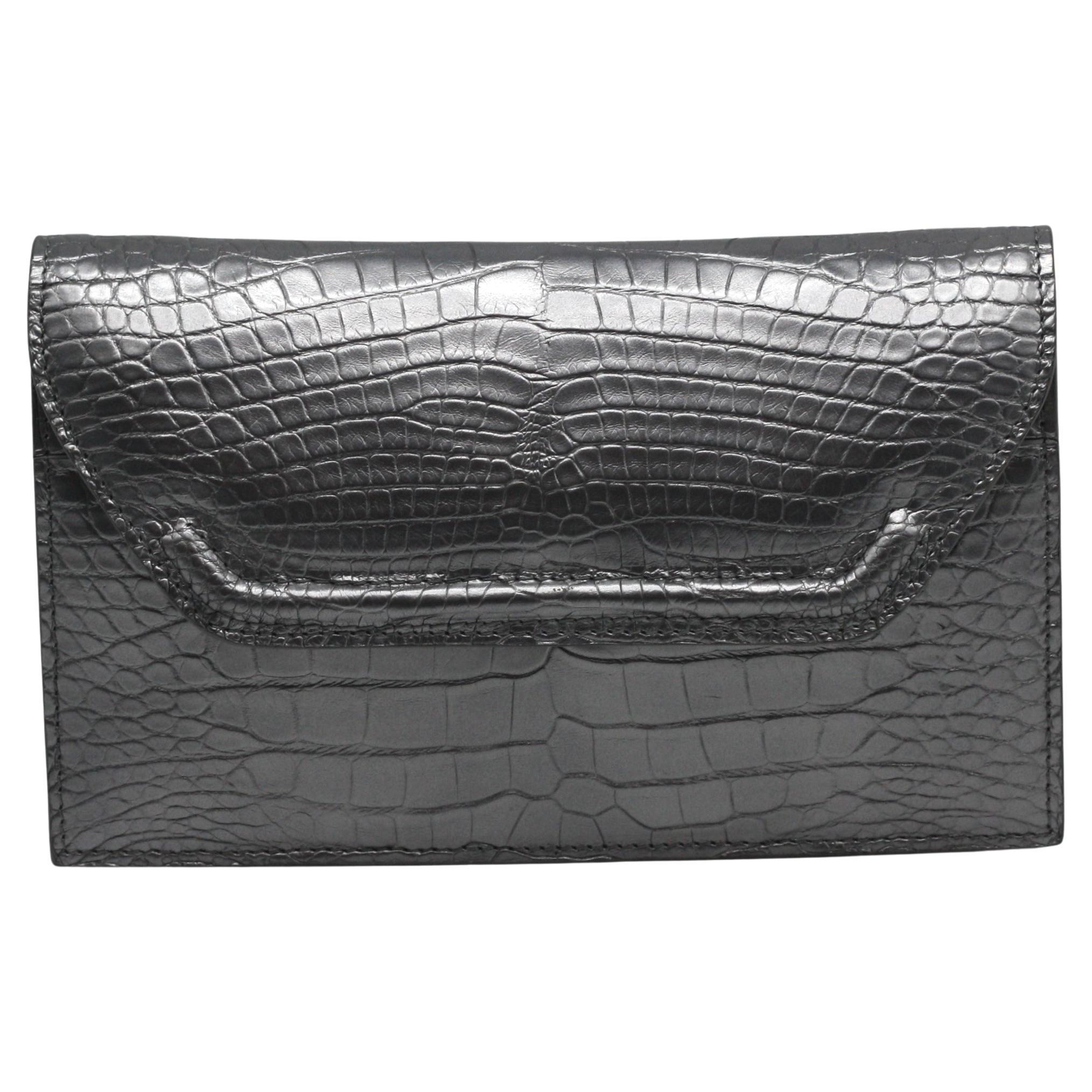 Embrague Capri de aligátor gris plateado Lana Marks