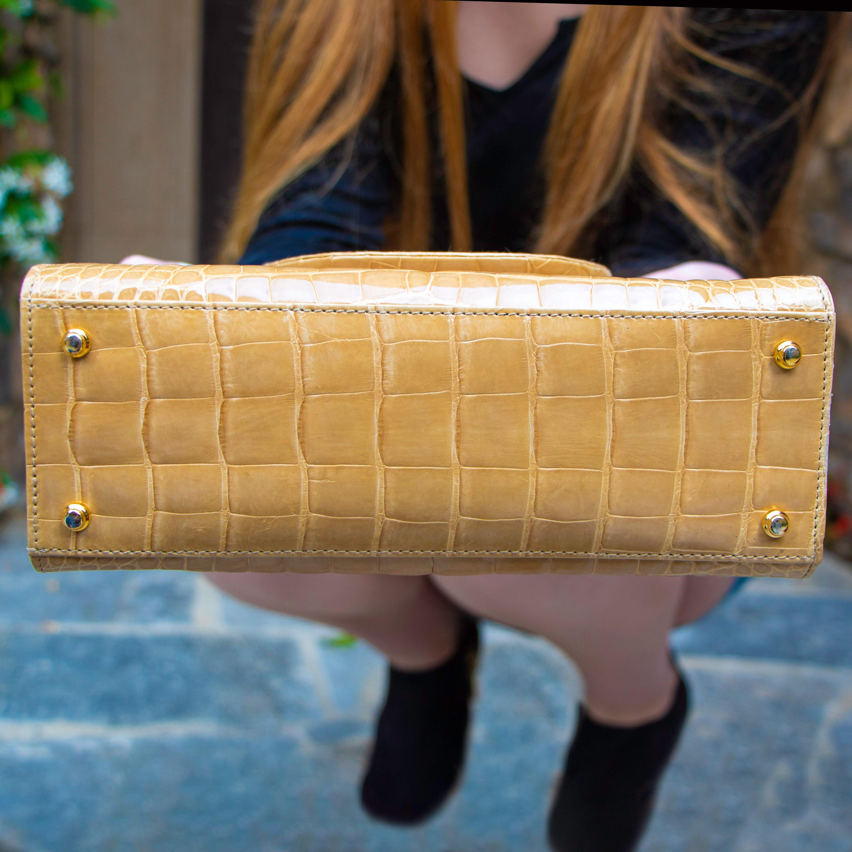 Brown Lana Marks Tan Crocodile Handbag For Sale