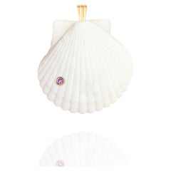 Lana Natural Shell Pendant with 14k Gold and Natural Amethyst Gemstone