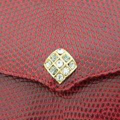 Lana of London Evening Bag Red Lizard Clutch with Chain