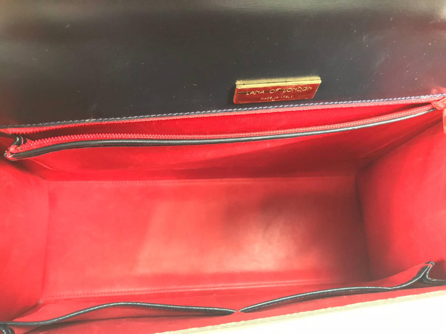 Lana of London red white and blue box calf handbag gold hardware 3