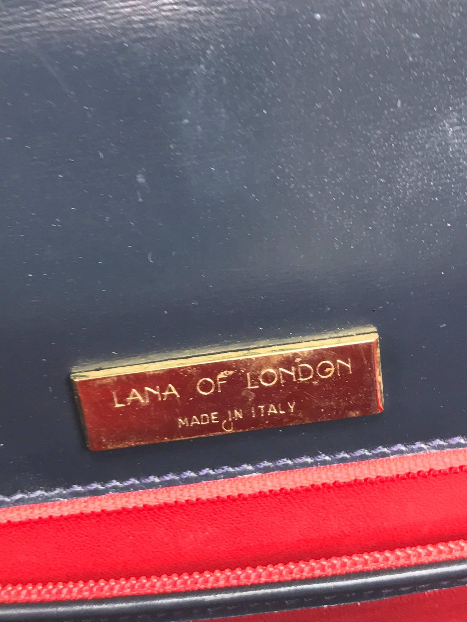 Lana of London red white and blue box calf handbag gold hardware 5