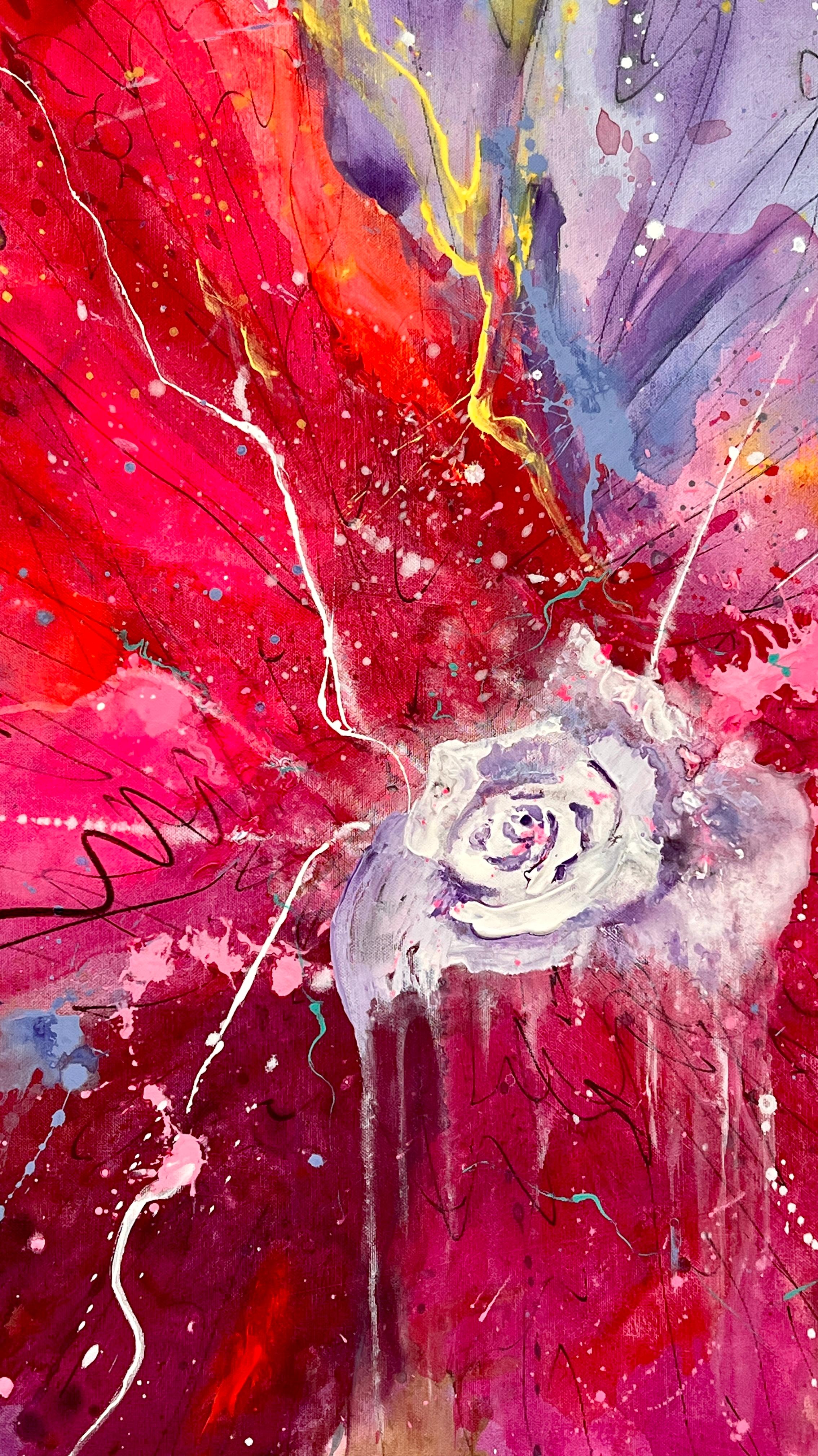 Calm Down Darling Flowers Expression Abstraction Interior by Lana Ritter 80x120 For Sale 1