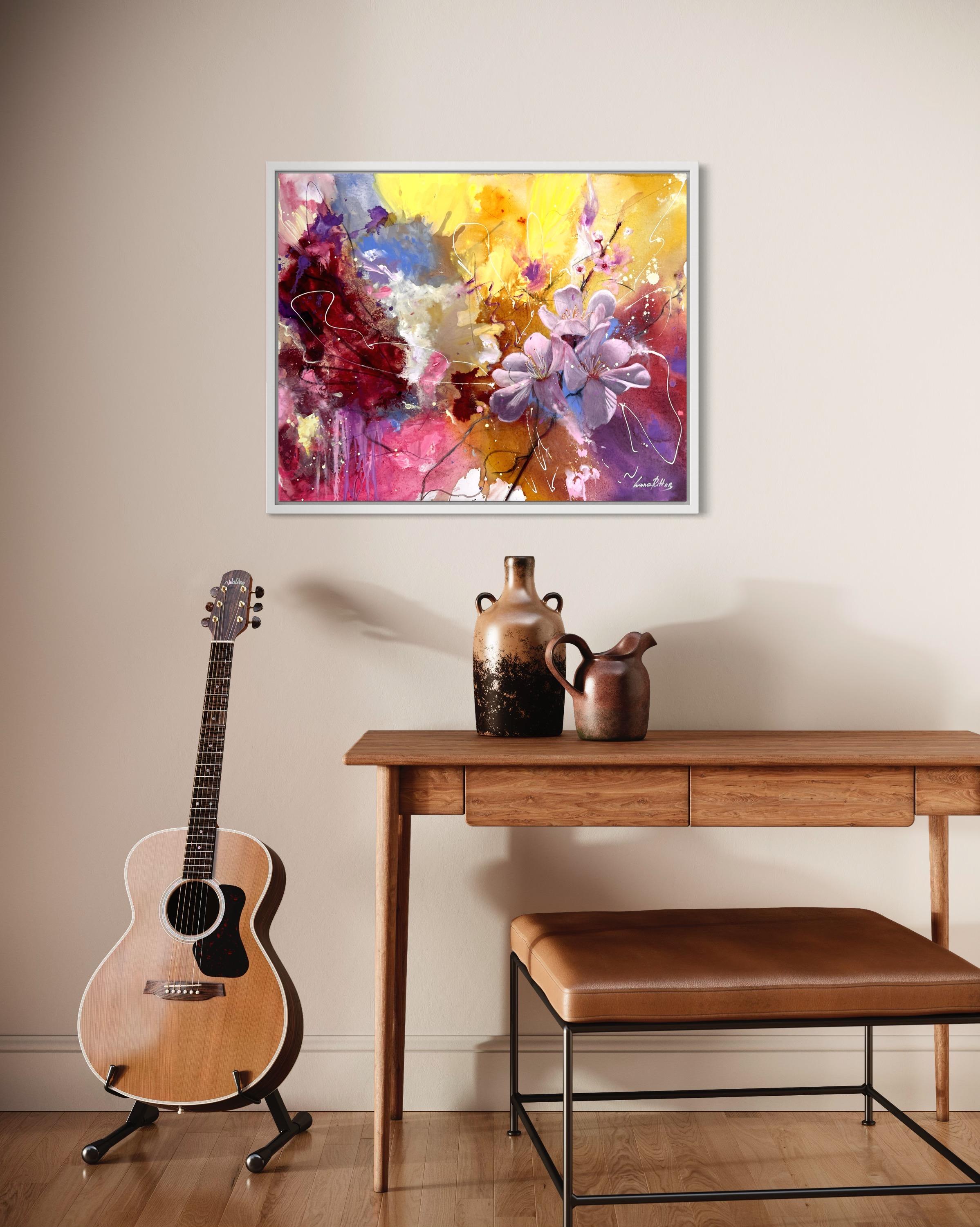 Cherry Blossoms Kiss Colorful Flowers Abstraction by Lana Ritter For Sale 4