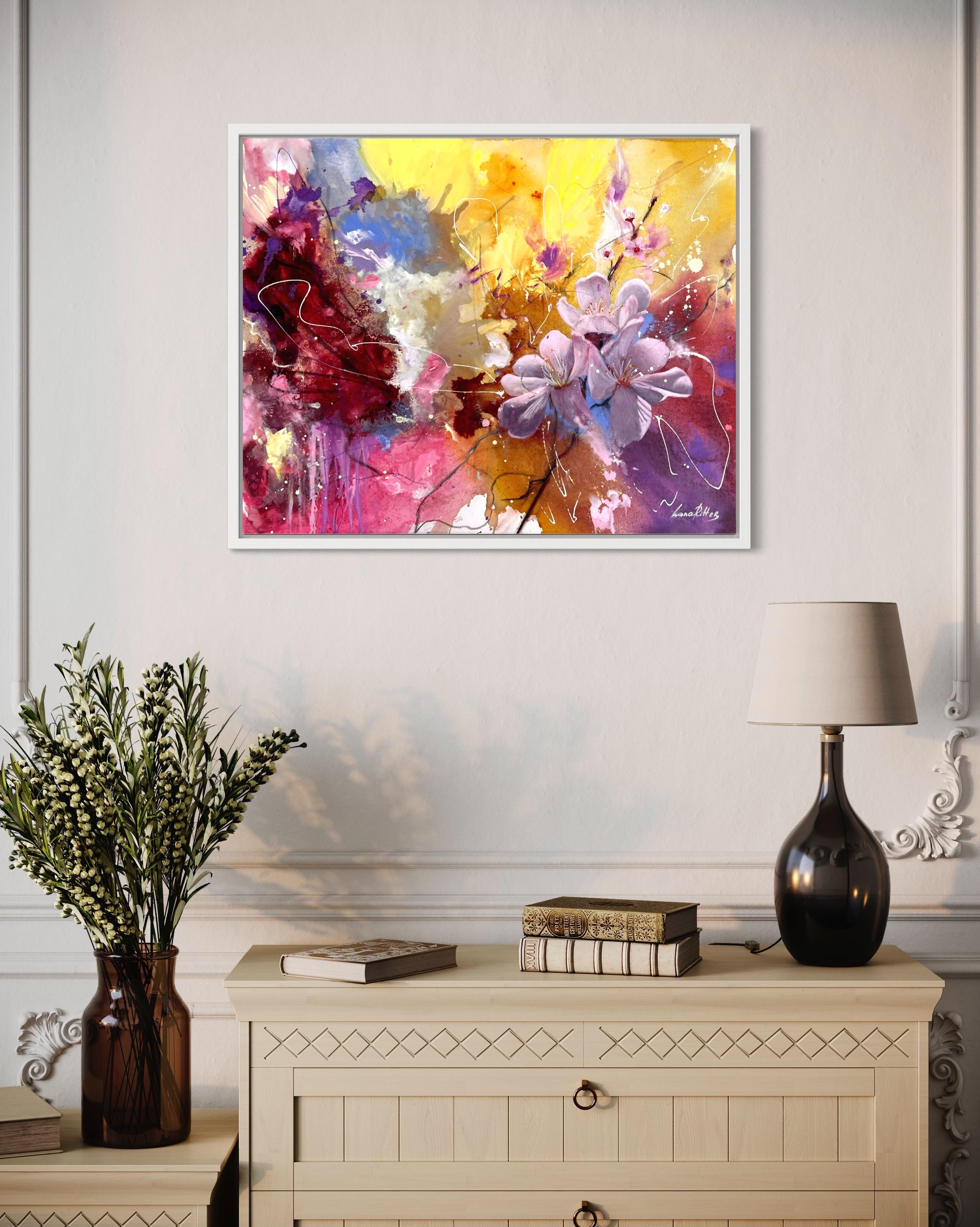 Cherry Blossoms Kiss Colorful Flowers Abstraction by Lana Ritter For Sale 5