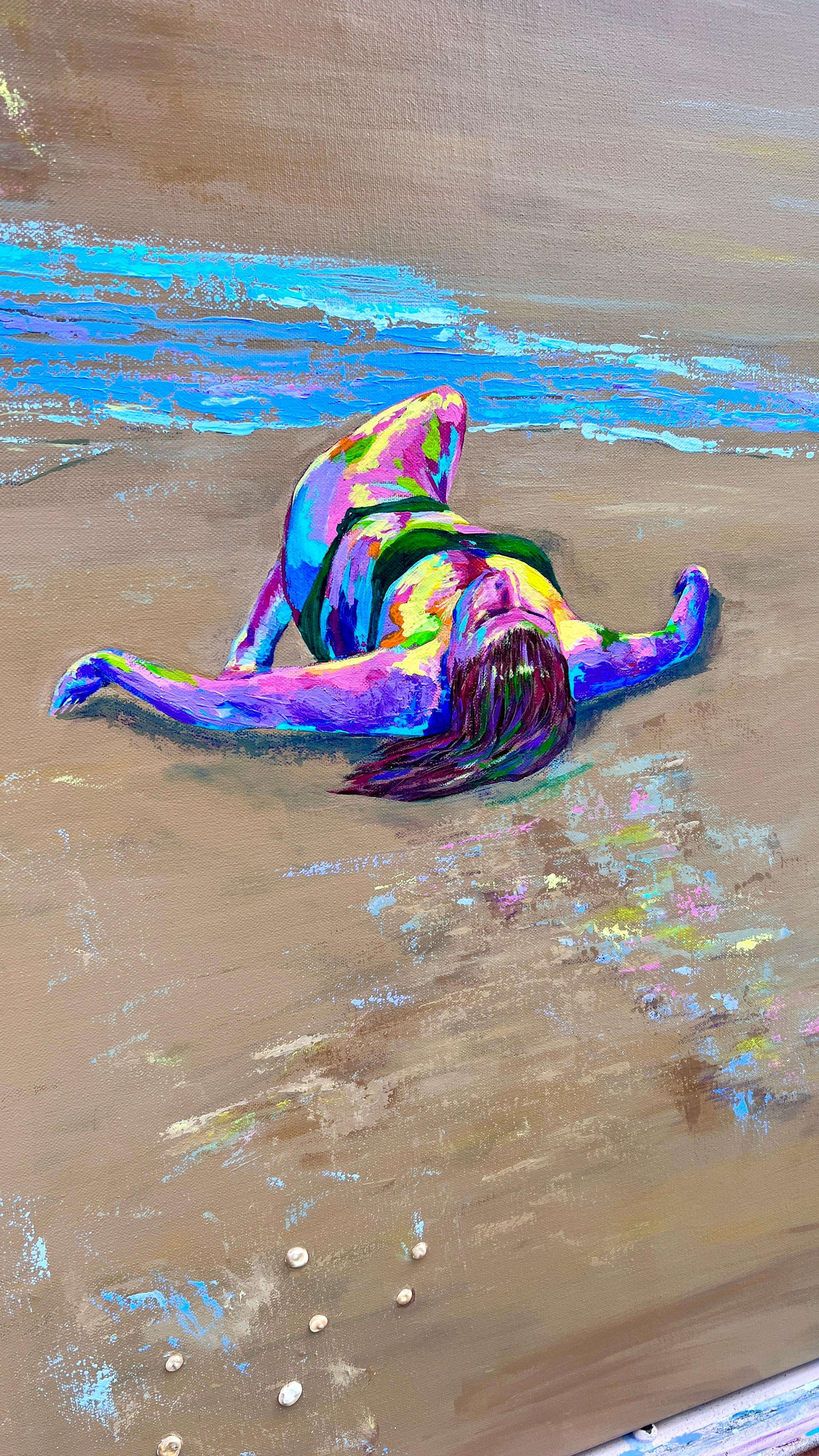 Voglio rilassarmi sulla spiaggia - Figurative Painting Marrone di Lana Ritter