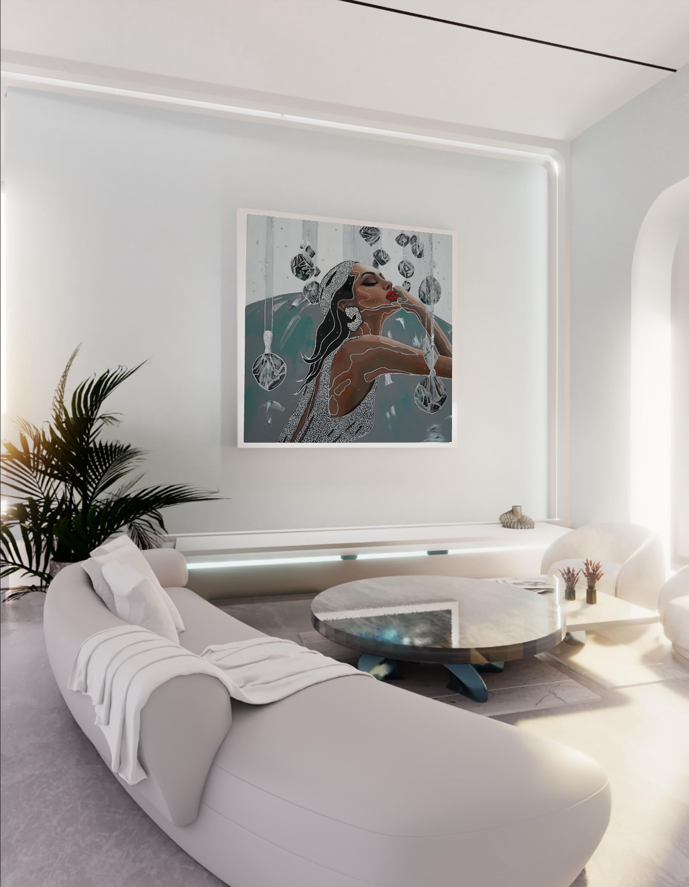 Una splendida celebrazione di eleganza, fiducia e glamour senza tempo. Questo quadro cattura l'essenza di una musa moderna: radiosa, audace e che affascina senza sforzo sotto i riflettori.
La brillantezza dell'opera d'arte incontra una bellezza