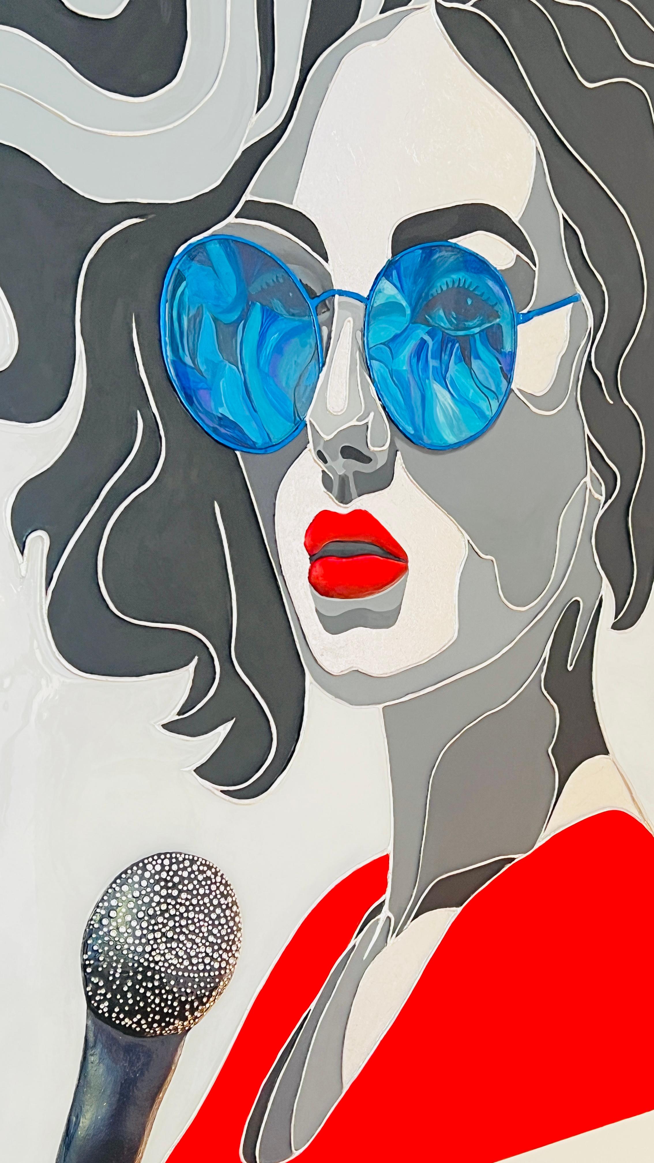 Lady in red. Sculptural 3d painting - Pop Art Painting by Lana Ritter